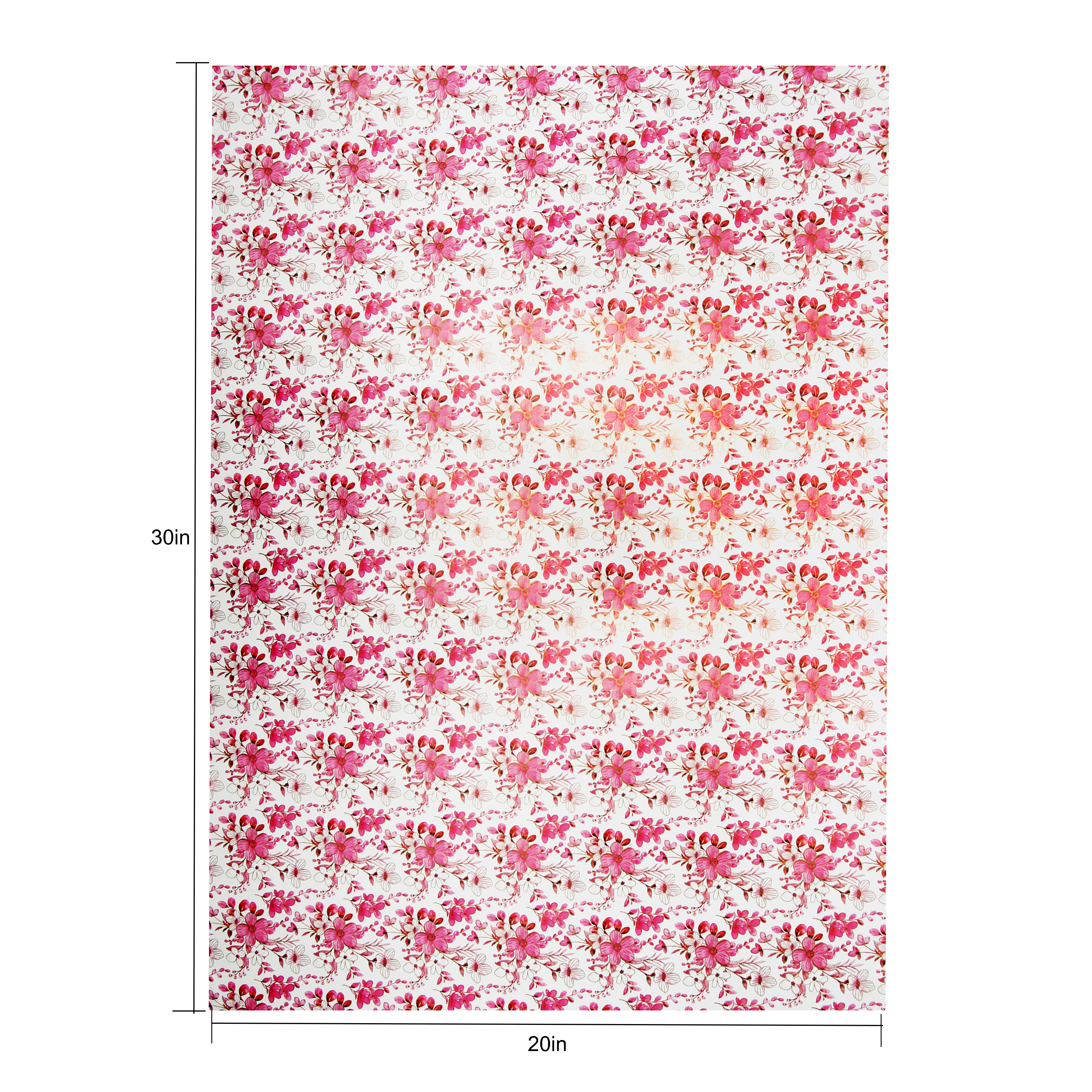 Gift Wraps Floral Swirl Rosy Notes 20 X 30Inch 1Sheet Gol