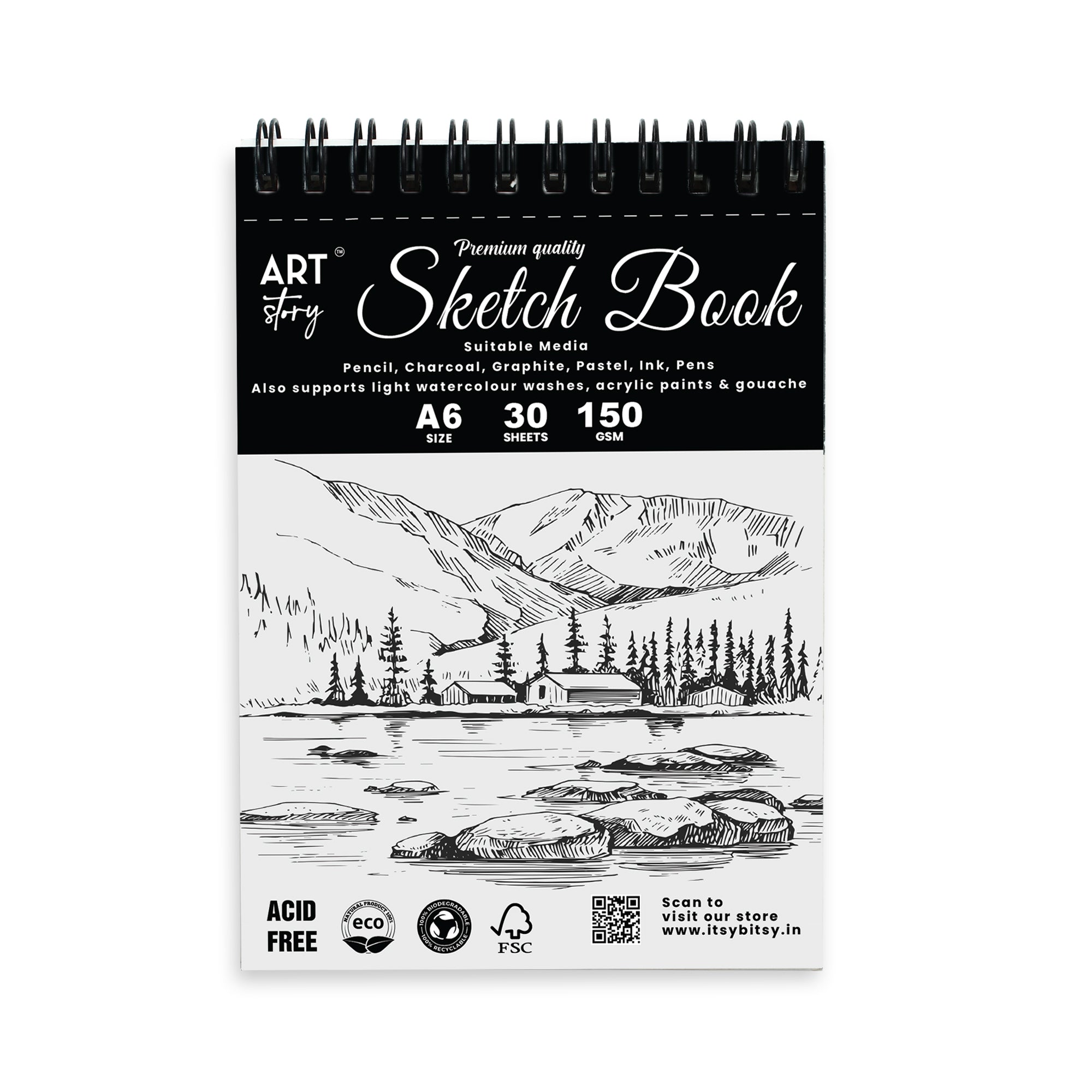 Sketch Book Premium Quality A6 Wire O Binding 150Gsm 30Sheets Lb