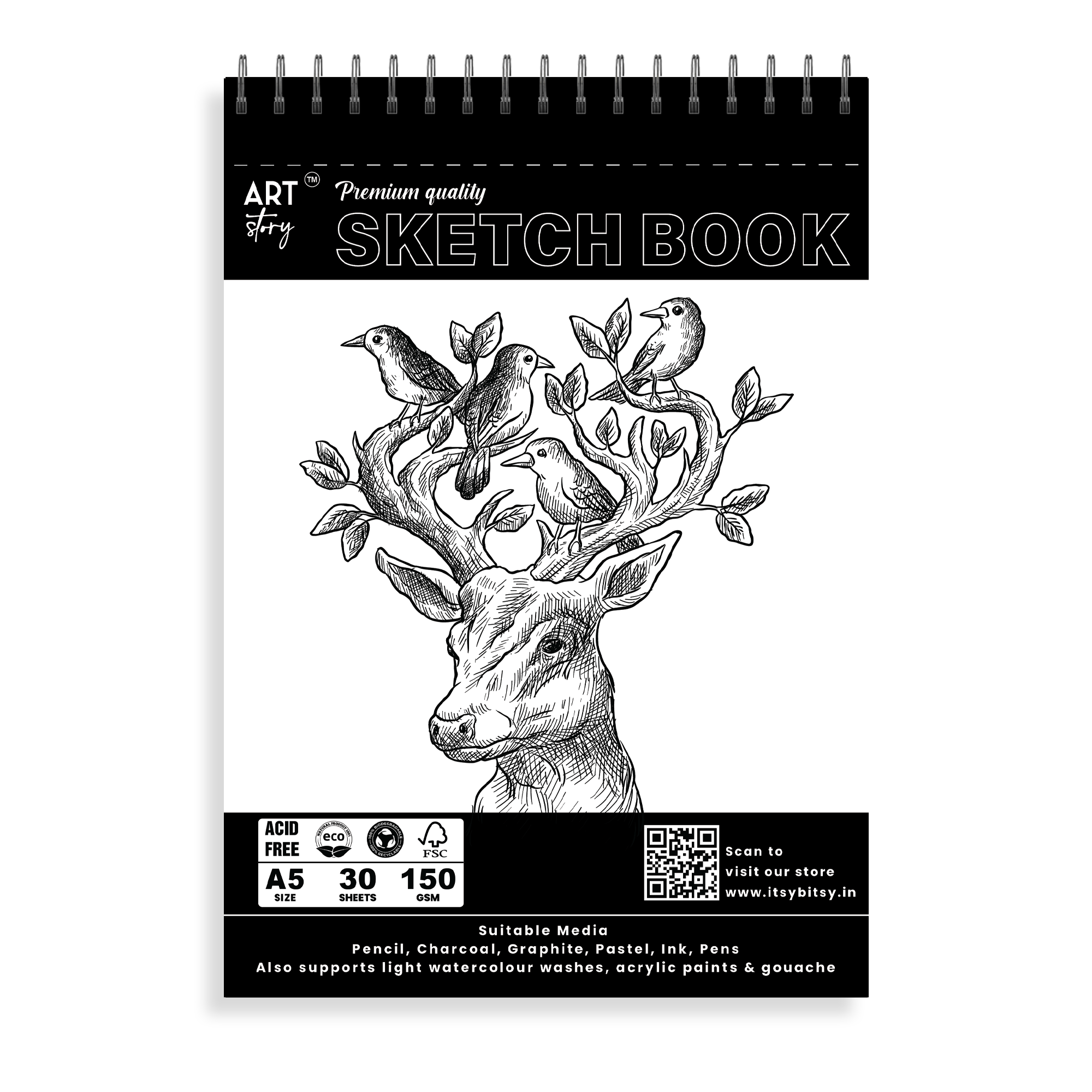 Sketch Book Premium Quality A5 Wire O Binding 150Gsm 30Sheets Lb