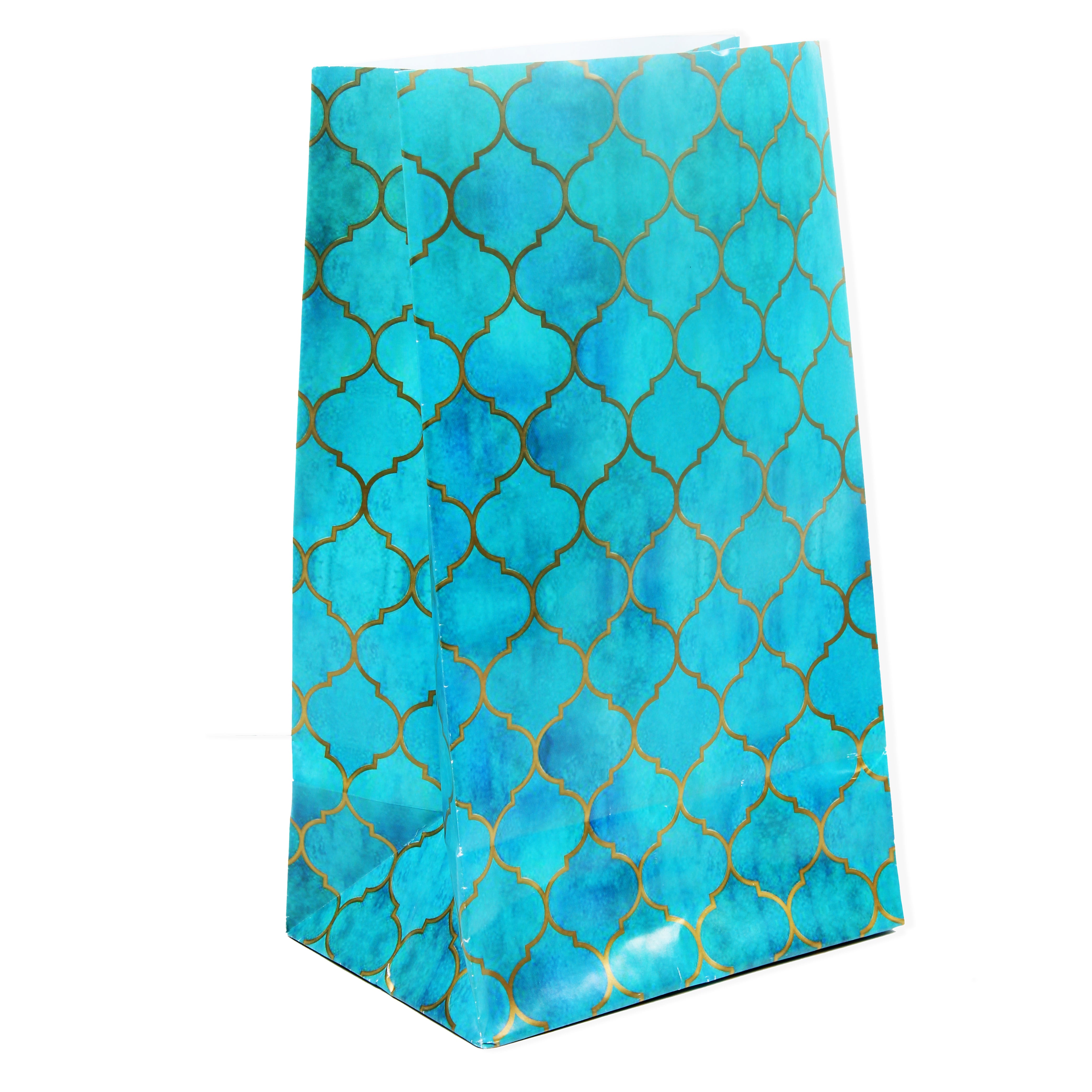 Gift Pouch Bag Morroccan Trellis Aqua Shimmer L 30.3 X W 16.2 X D 11.3Cm 6Pc Gol