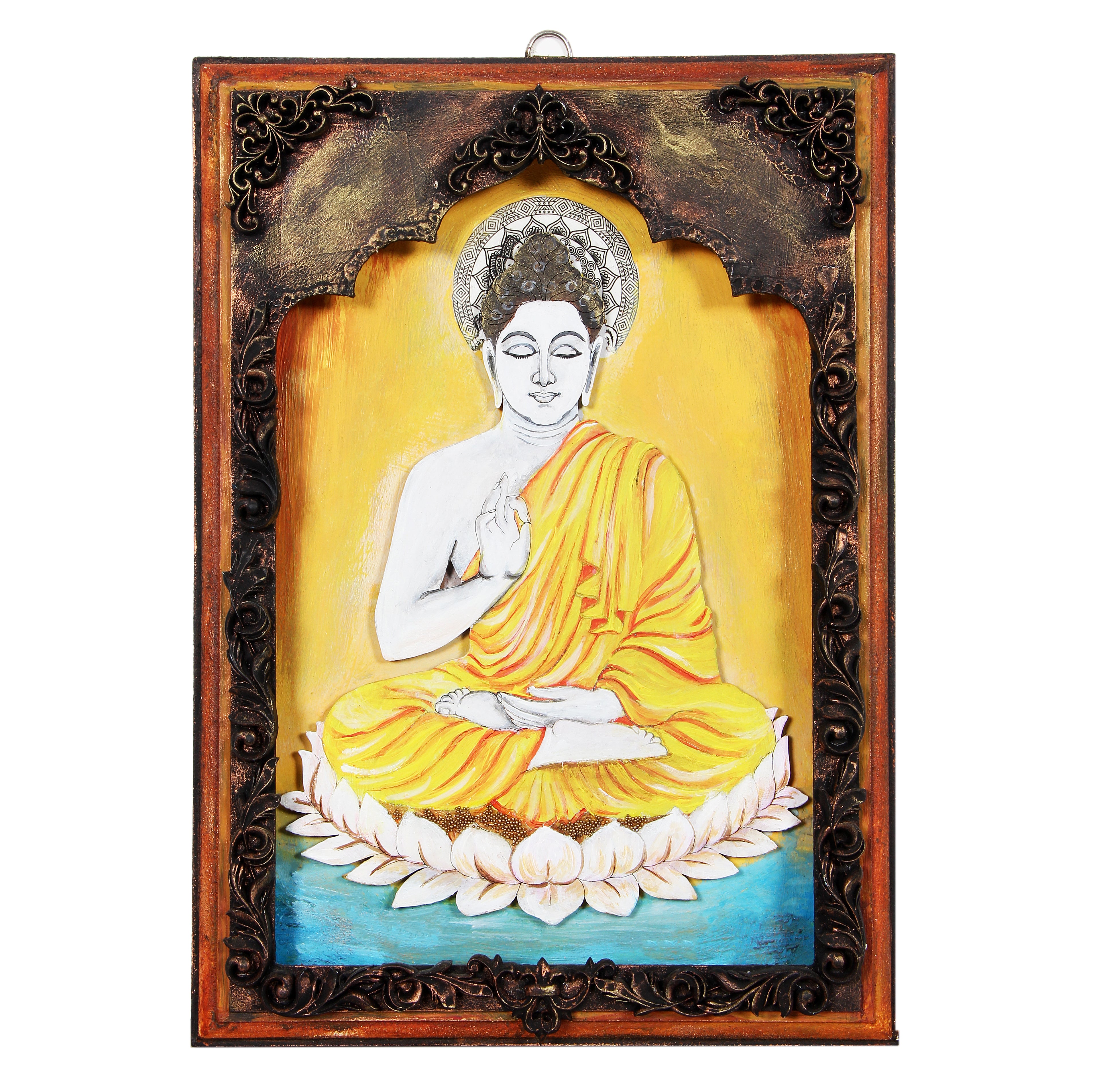 Mdf Pre Marked Buddha With D Ring Hanging Hook 12 X 8.5Inch 1Pc Lb