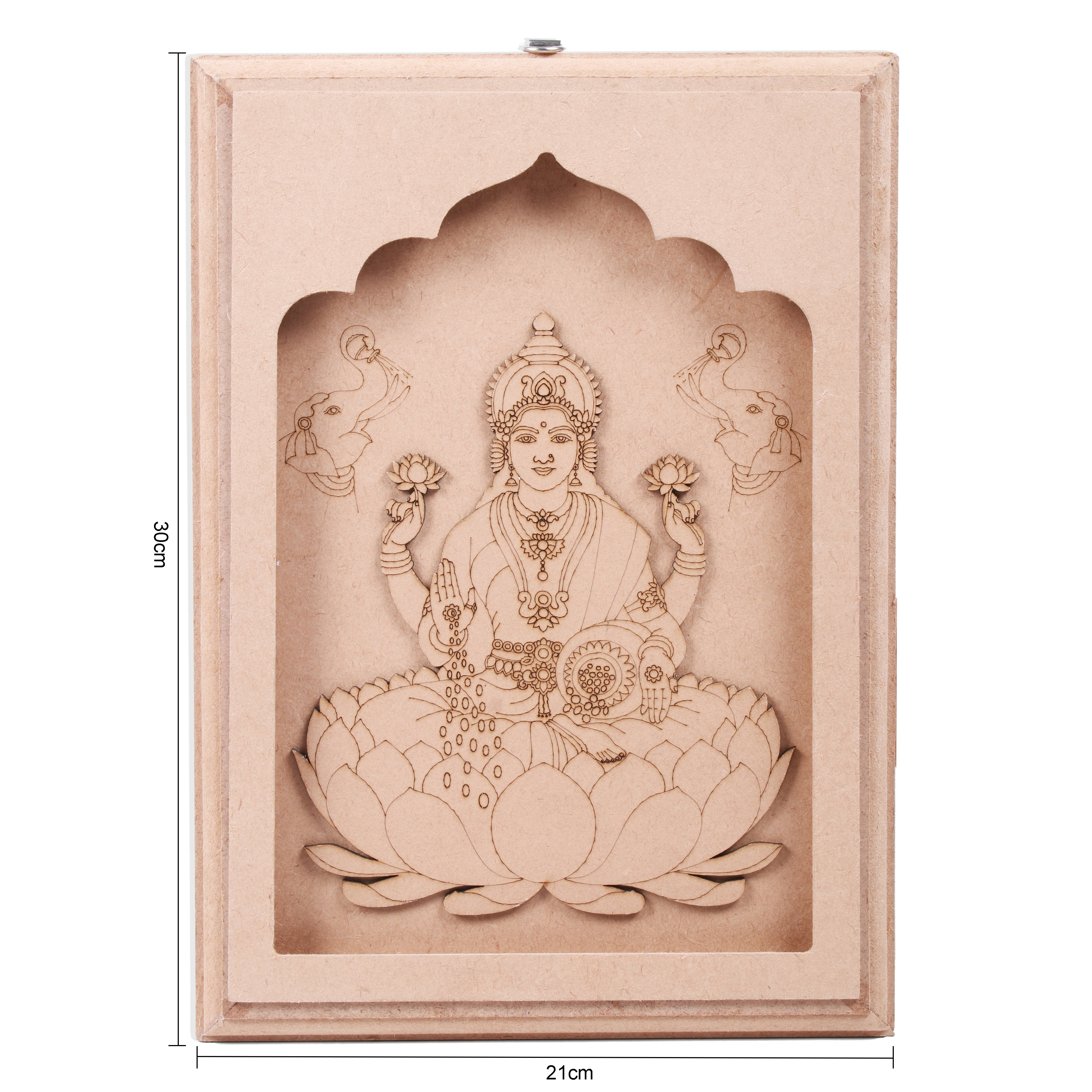 Pre -Marked MDF Hanging Decor with D-Ring - Gracious Lakshmi Frame. Size-12in x 8.5in
