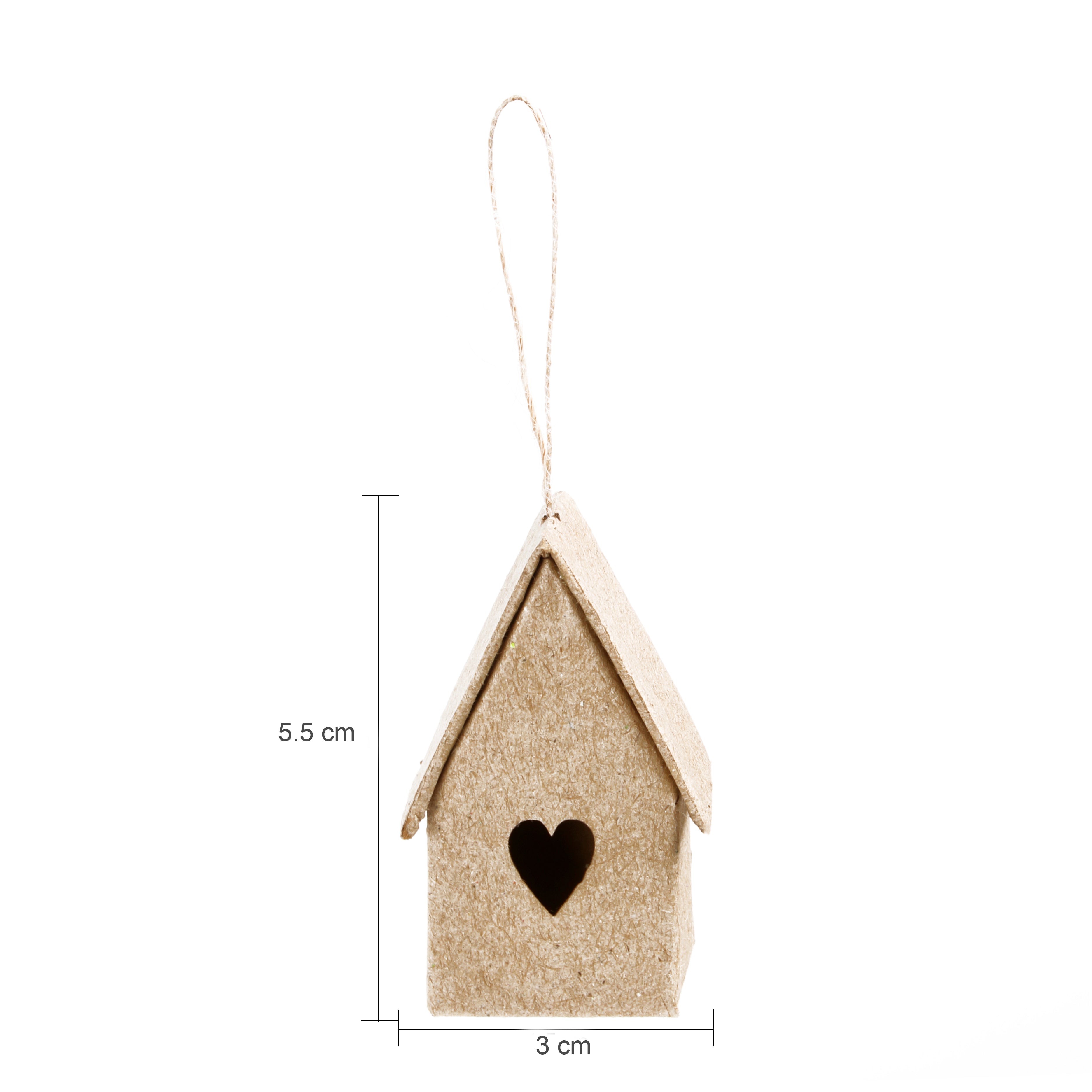 Paper Mache Lovable Birdhouse 5 x 3cm 1pc