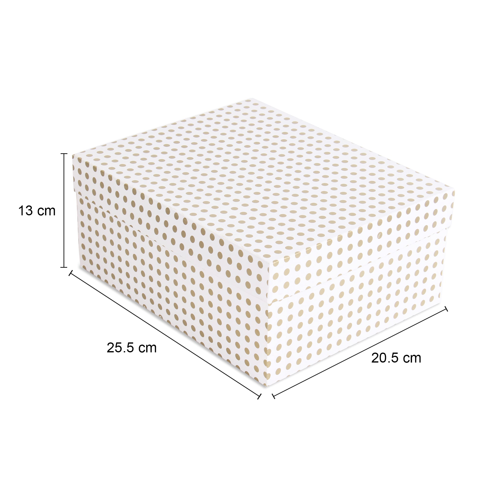 Gift Box Golden Polka L25.5 X W20.5 X D11(cm) 1pc