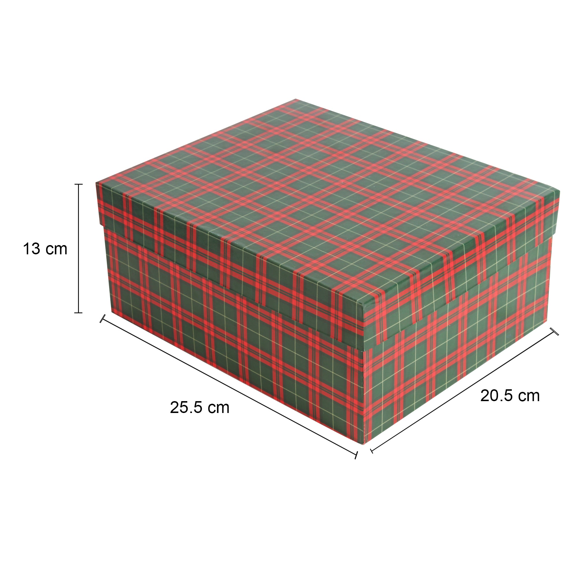 Gift Box Tartan Check Festive Hues L25.5 X W20.5 X D11cm1pc