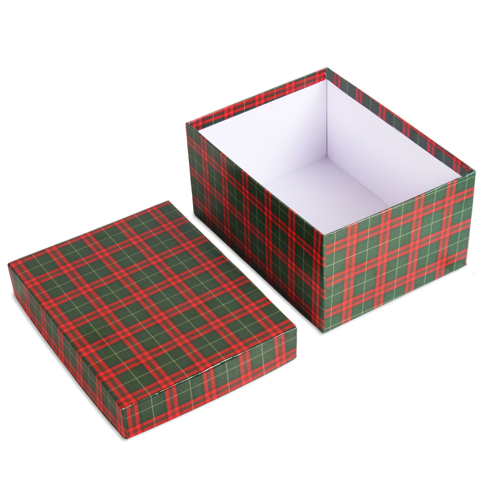 Gift Box Tartan Check Festive Hues L21 X W15.5 X D10.5cm1pc