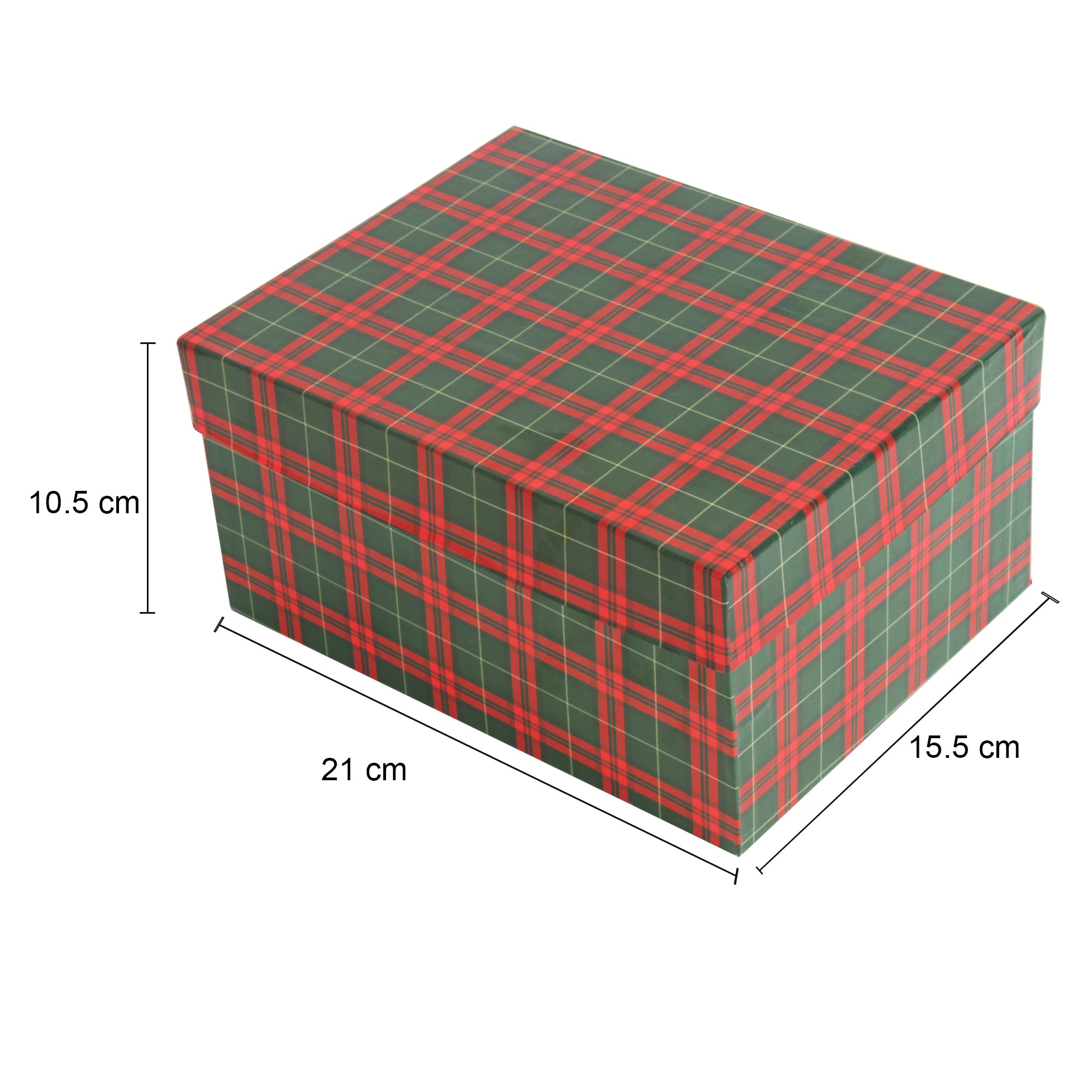 Gift Box Tartan Check Festive Hues L21 X W15.5 X D10.5cm1pc