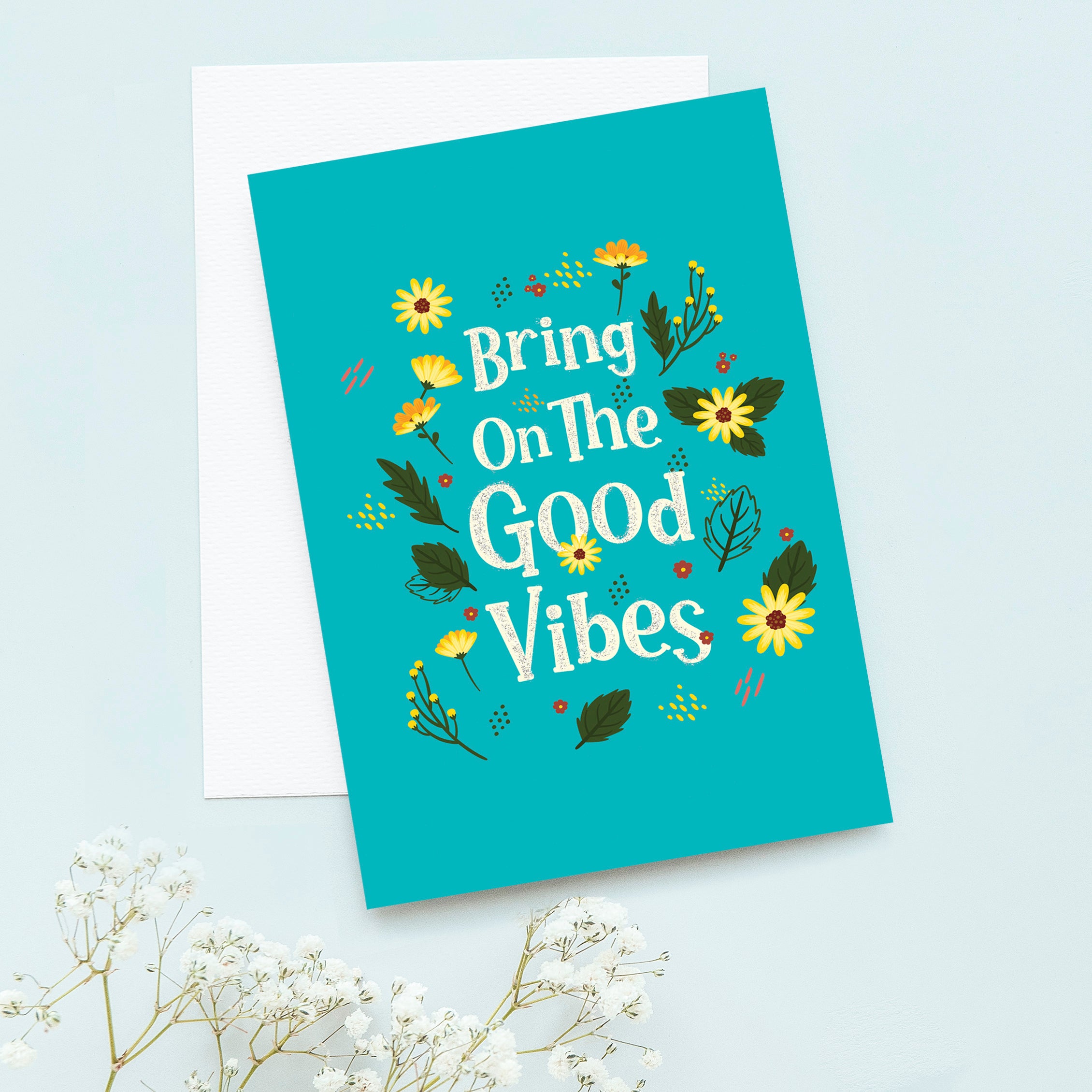 Greeting Card & Envelope Bring On The Good Vibes 4 X 6Inch 2Pc Pb Lb