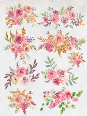 Deco Transfer Sheet Rose Bouquet 10inch X 7.5inch 1pc