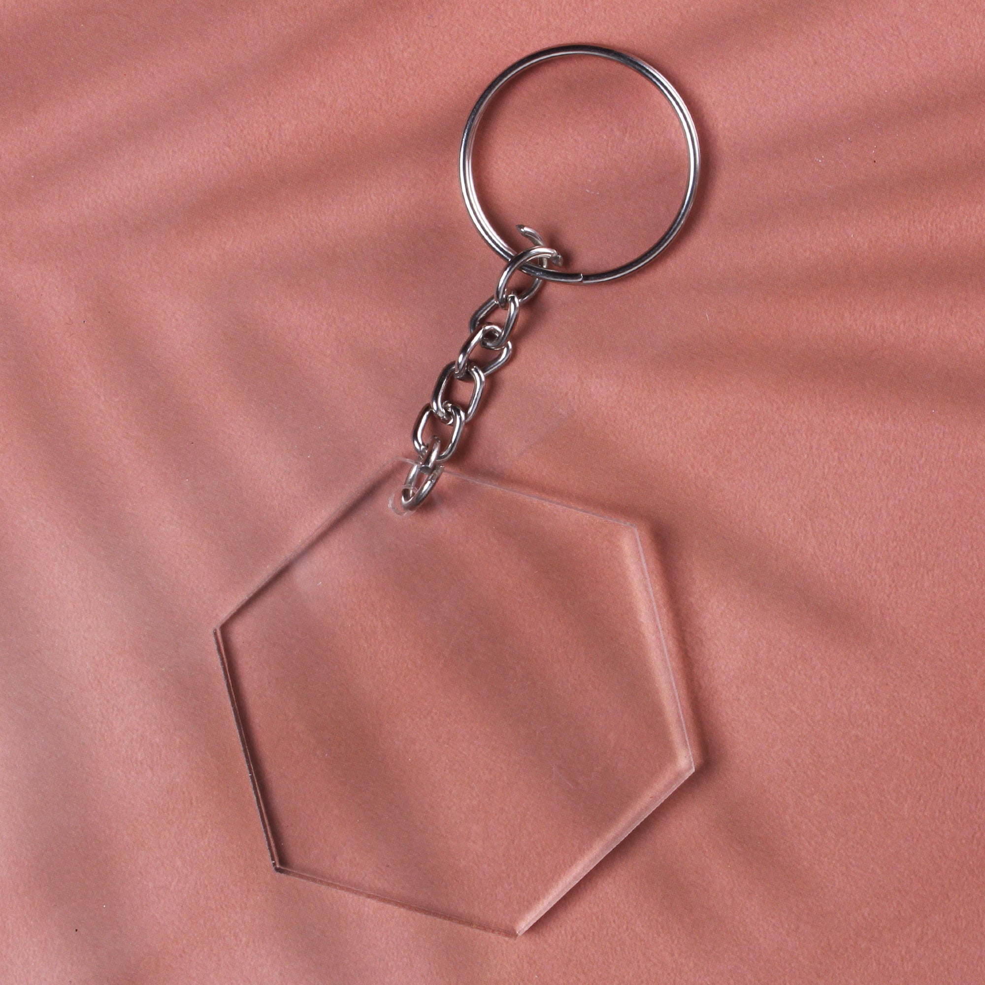 Acrylic Key Chain Hexagon L 5.8Cm X W 5Cm 3.7Mm Thick 4 Pc