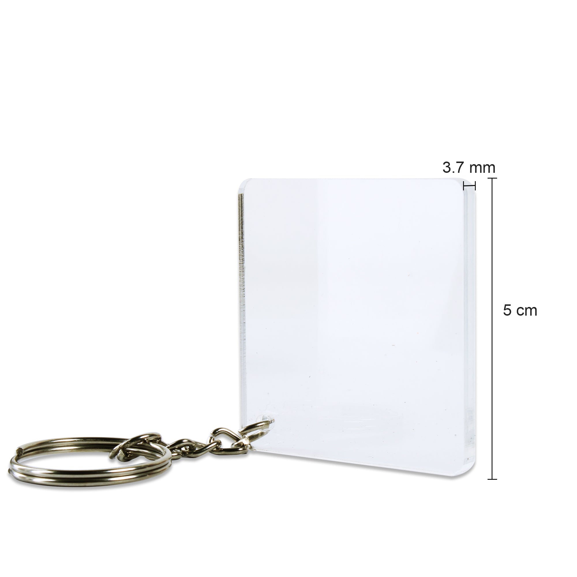 Acrylic Key Chain Square L 5 X W 5Cm 3.7Mm Thick 4 Pc