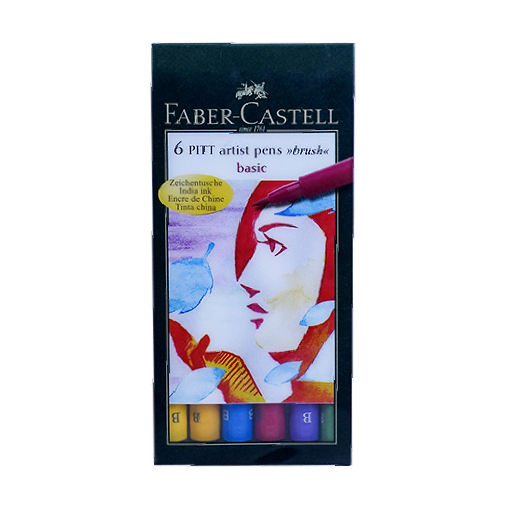 Faber Castell Pitt Artist Pen - Basic Colours (Wallet Of 6)