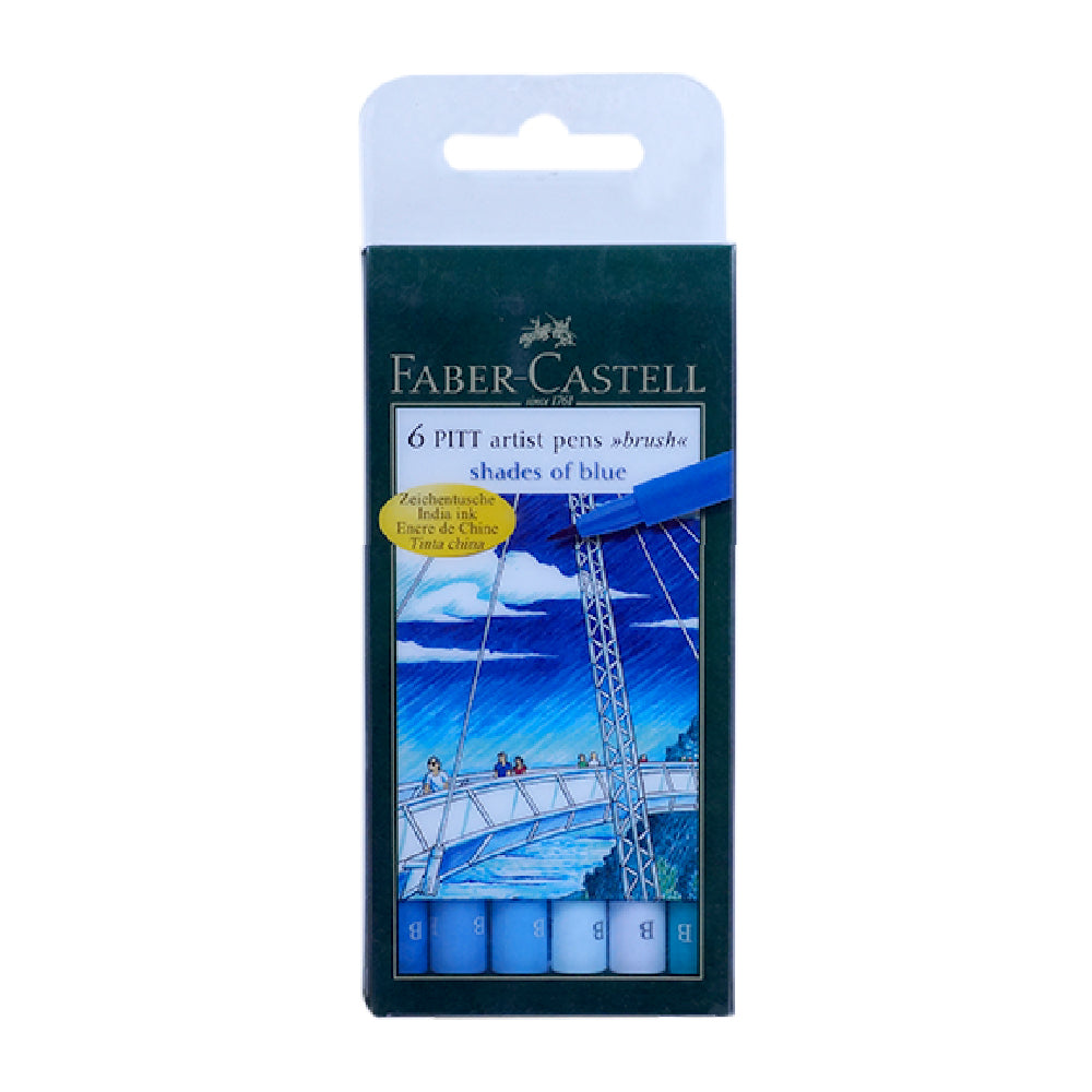 Faber Castell Pitt Artist B Pen Blue Set Of 6