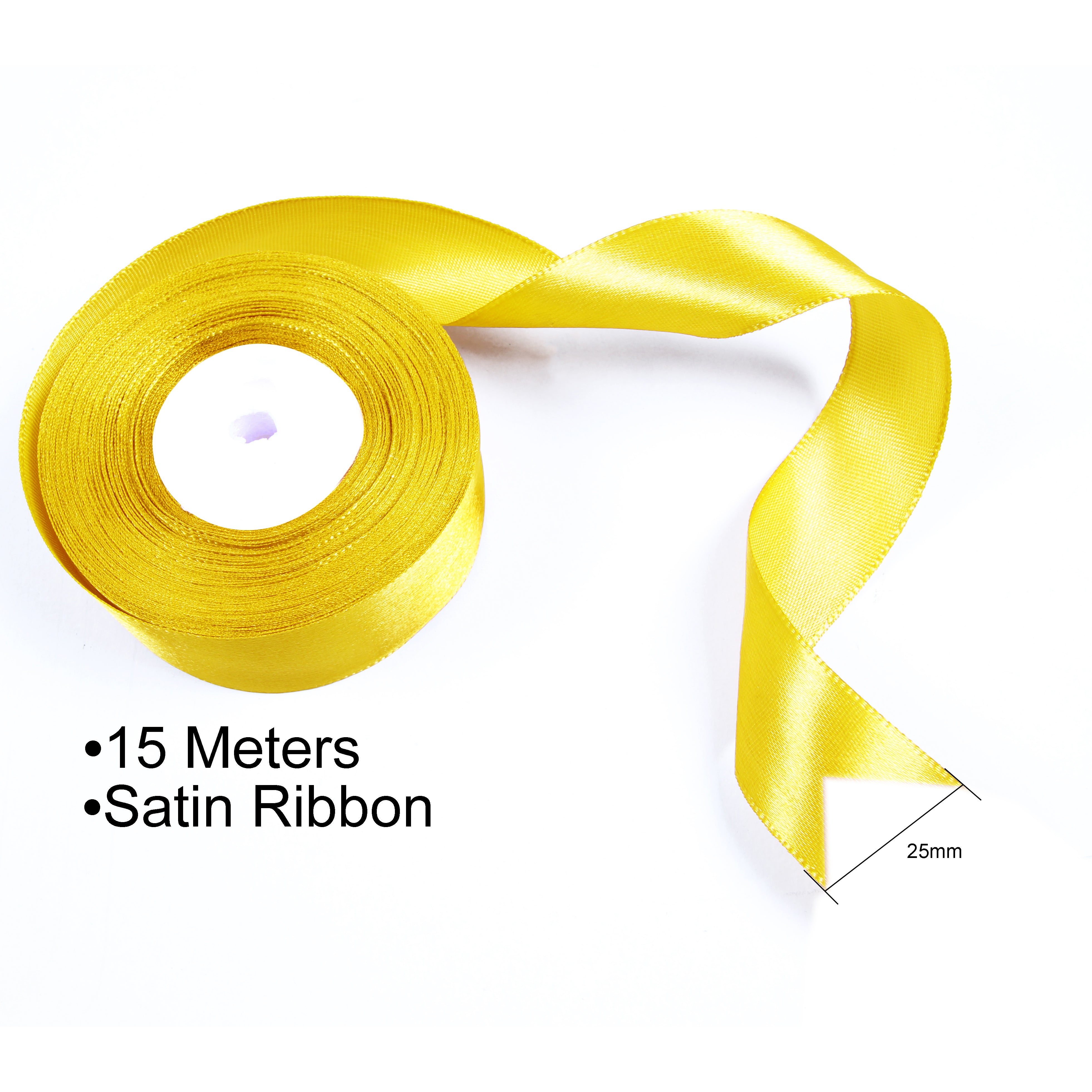 Satin Ribbons 25Mm Yellow 15Mtr Pbhc Ib