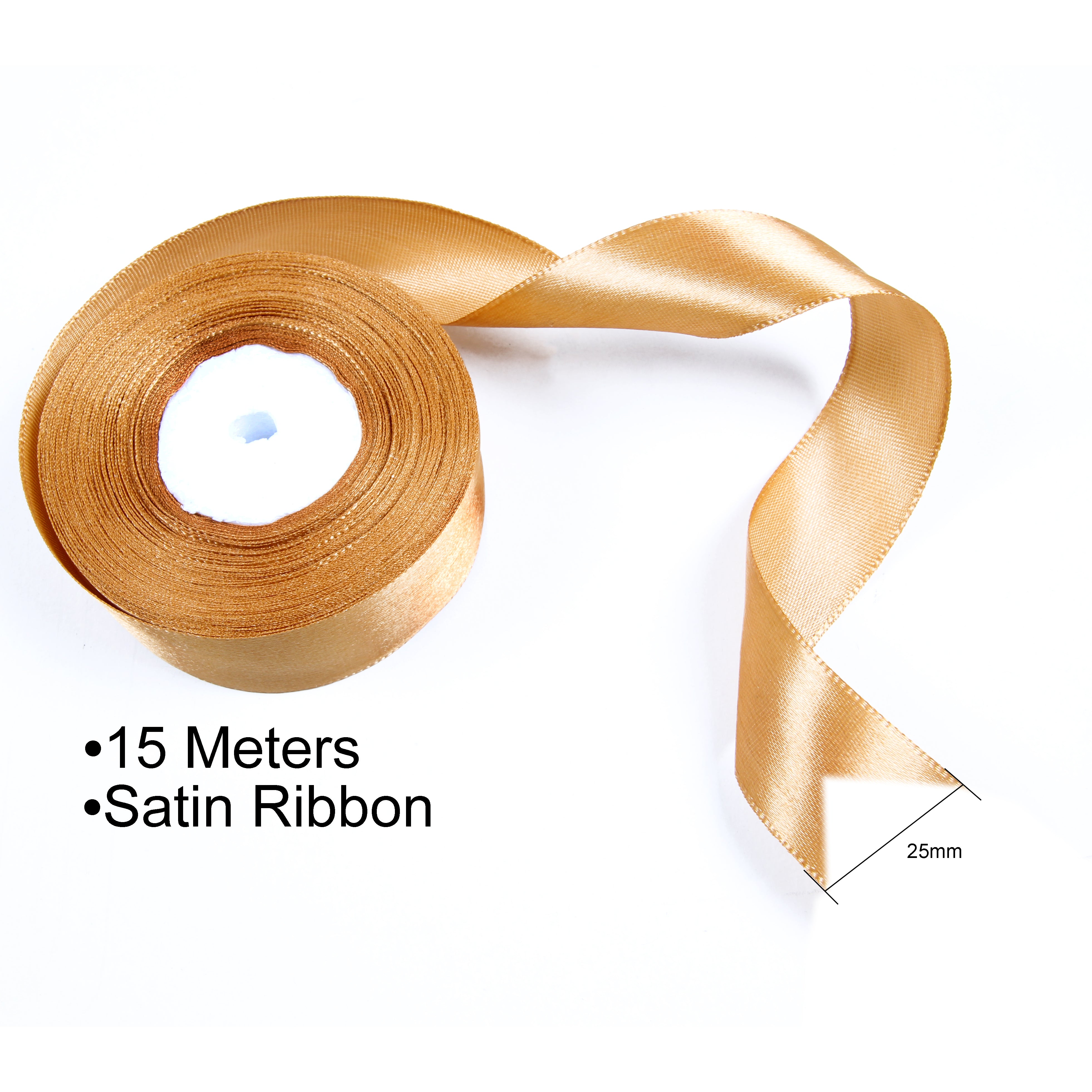 Satin Ribbon - 25mm Width - Brown -15 meter