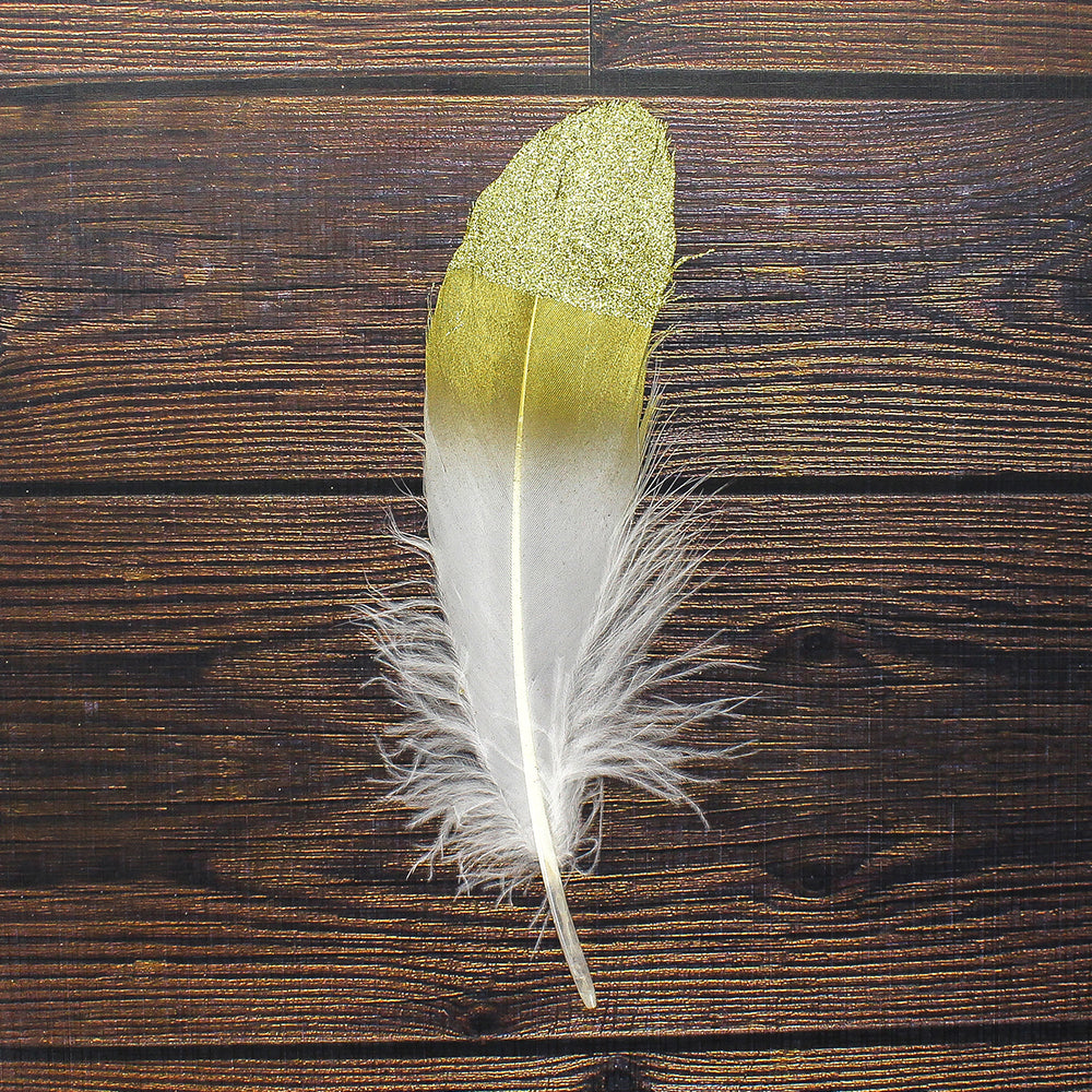Glitter Feathers Gold 6 Pcs Ib