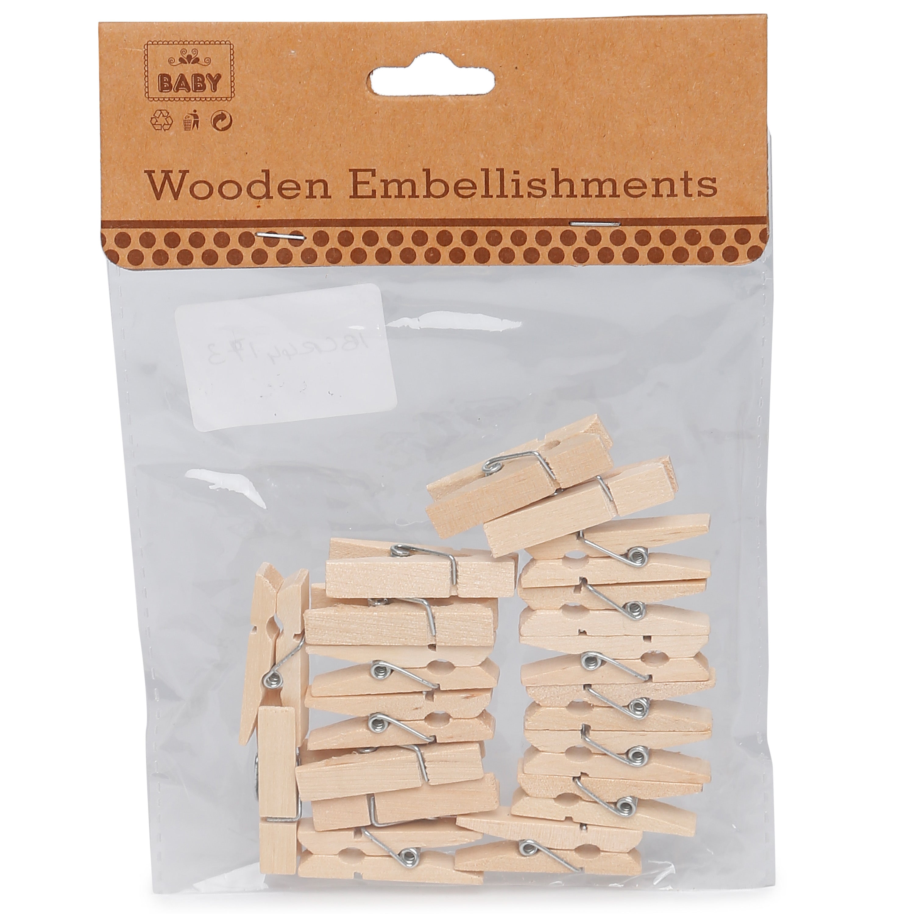 Wooden Pegs - Natural, 3.5cm, 20Pc