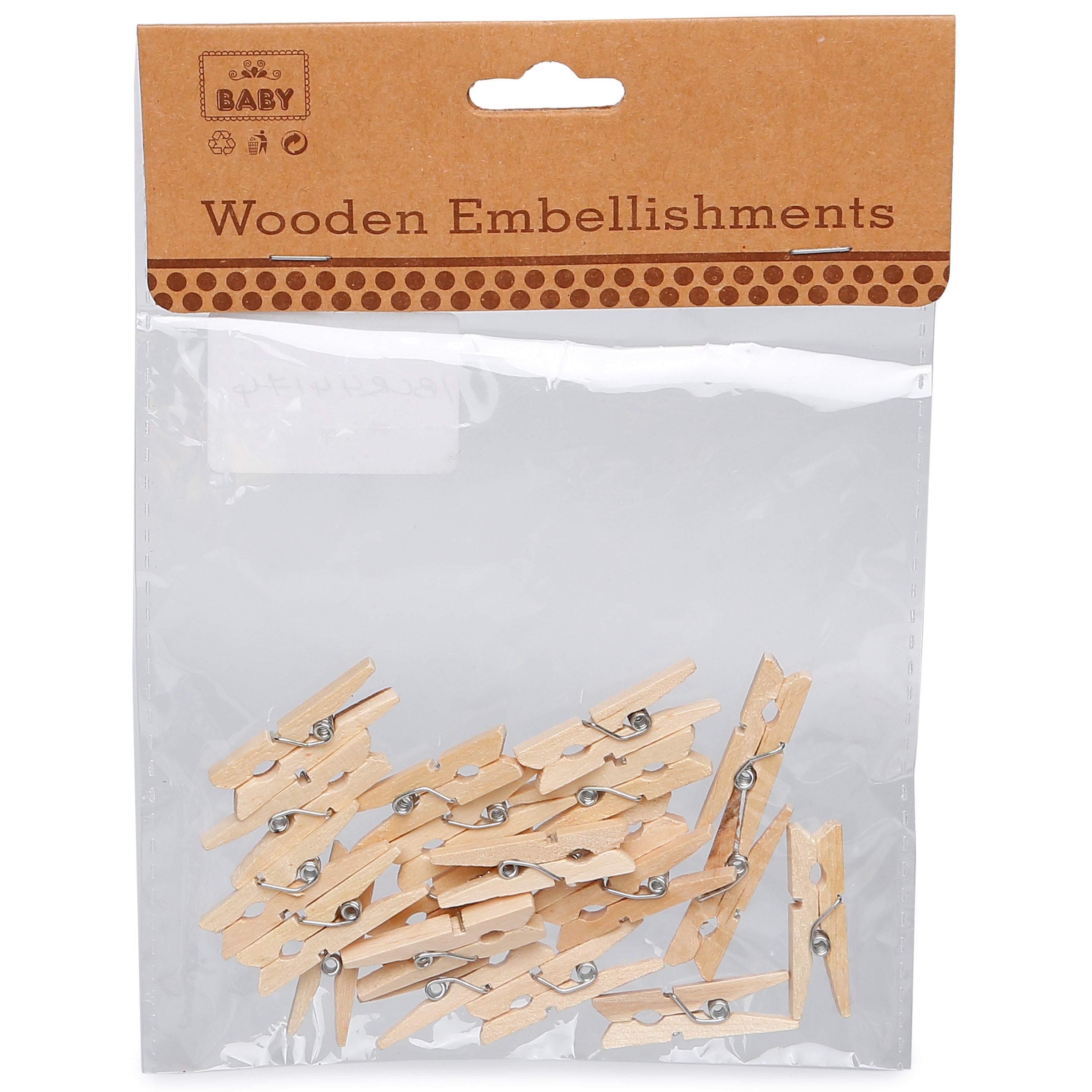 Wooden Pegs - Natural, 3.0cm, 20Pc