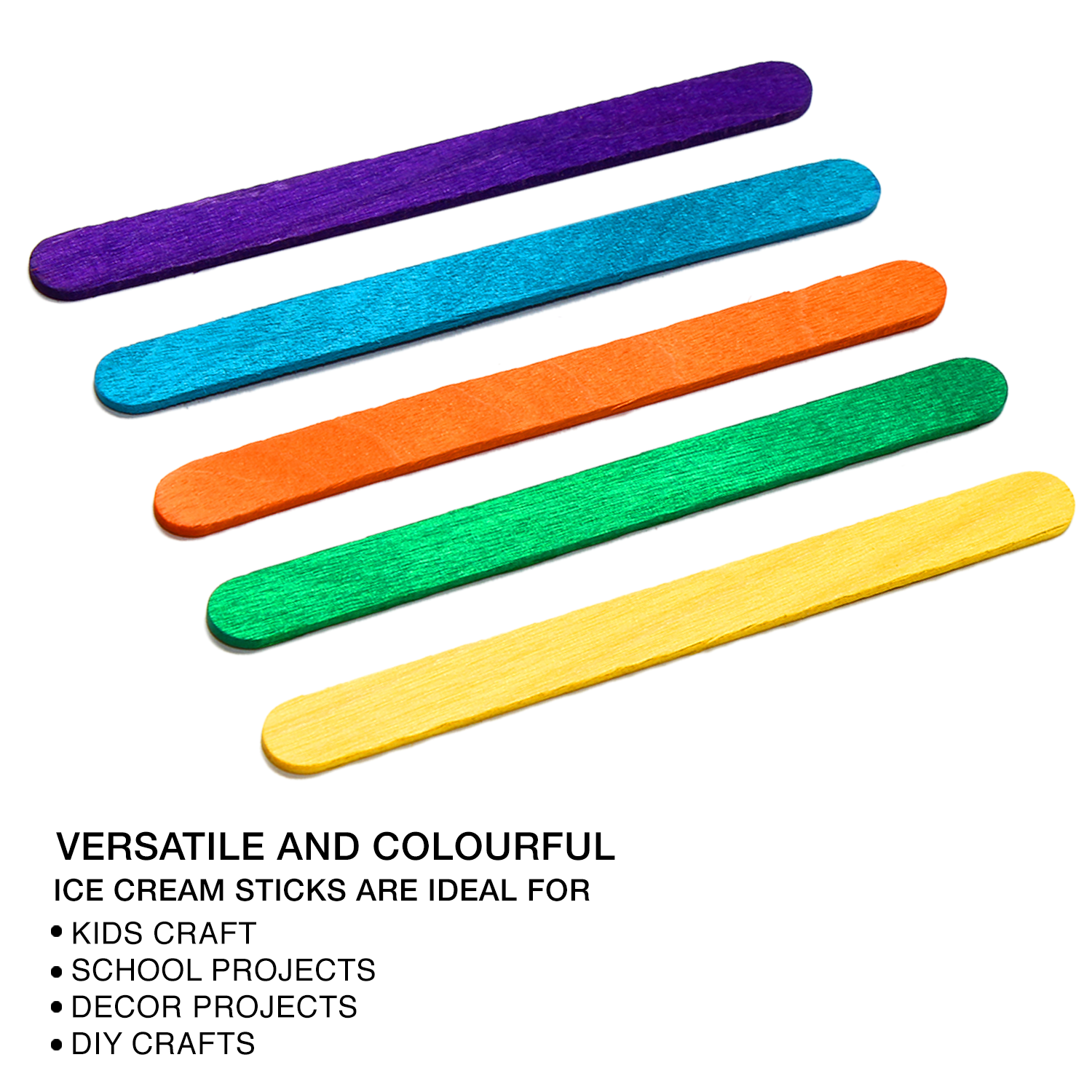 Ice Cream Sticks Coloured 114 X 10 X 2mm 50pc With 30Ml Glue