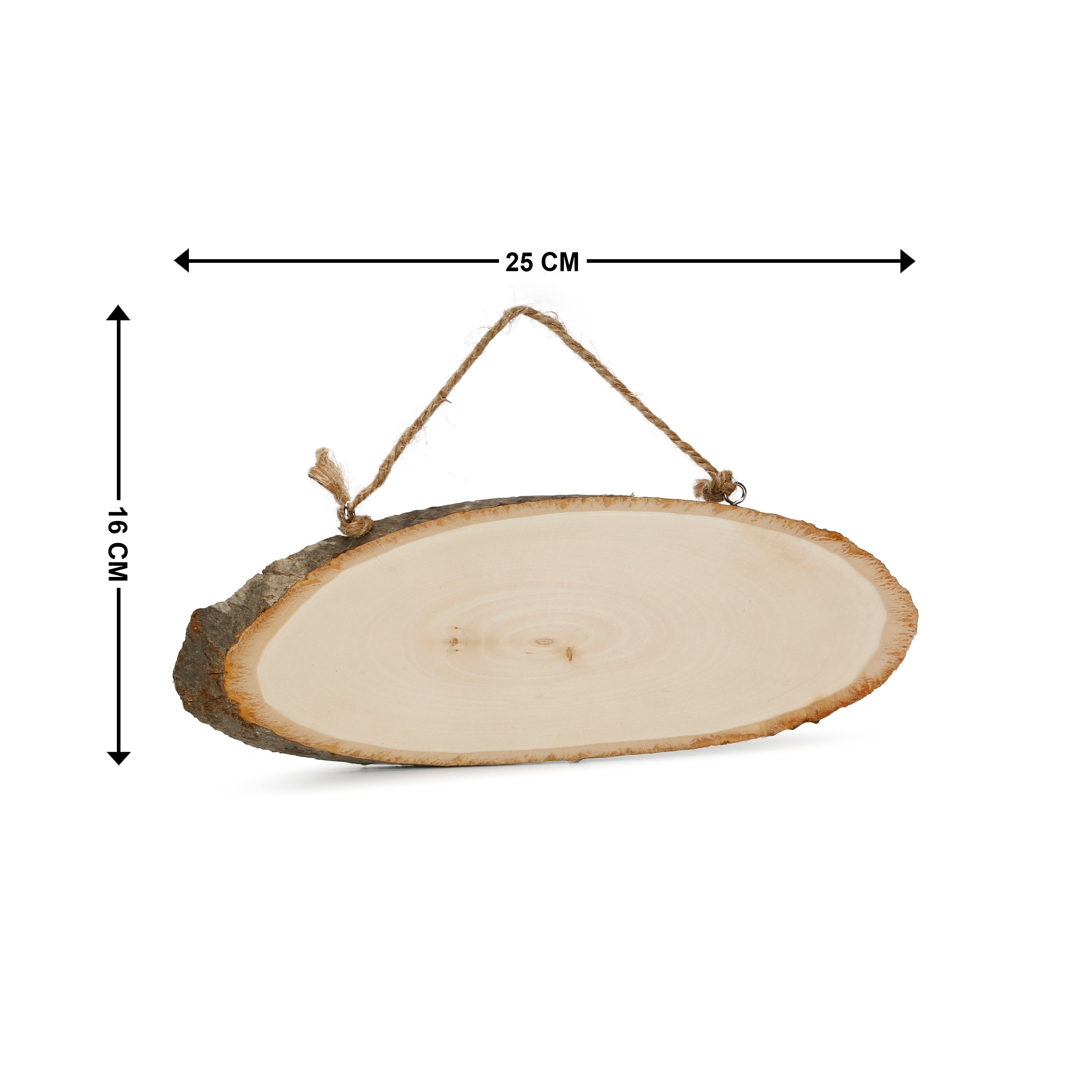 Wooden Natural Bark Oval W/Rope L9 X W26Cm 1Pc Ib