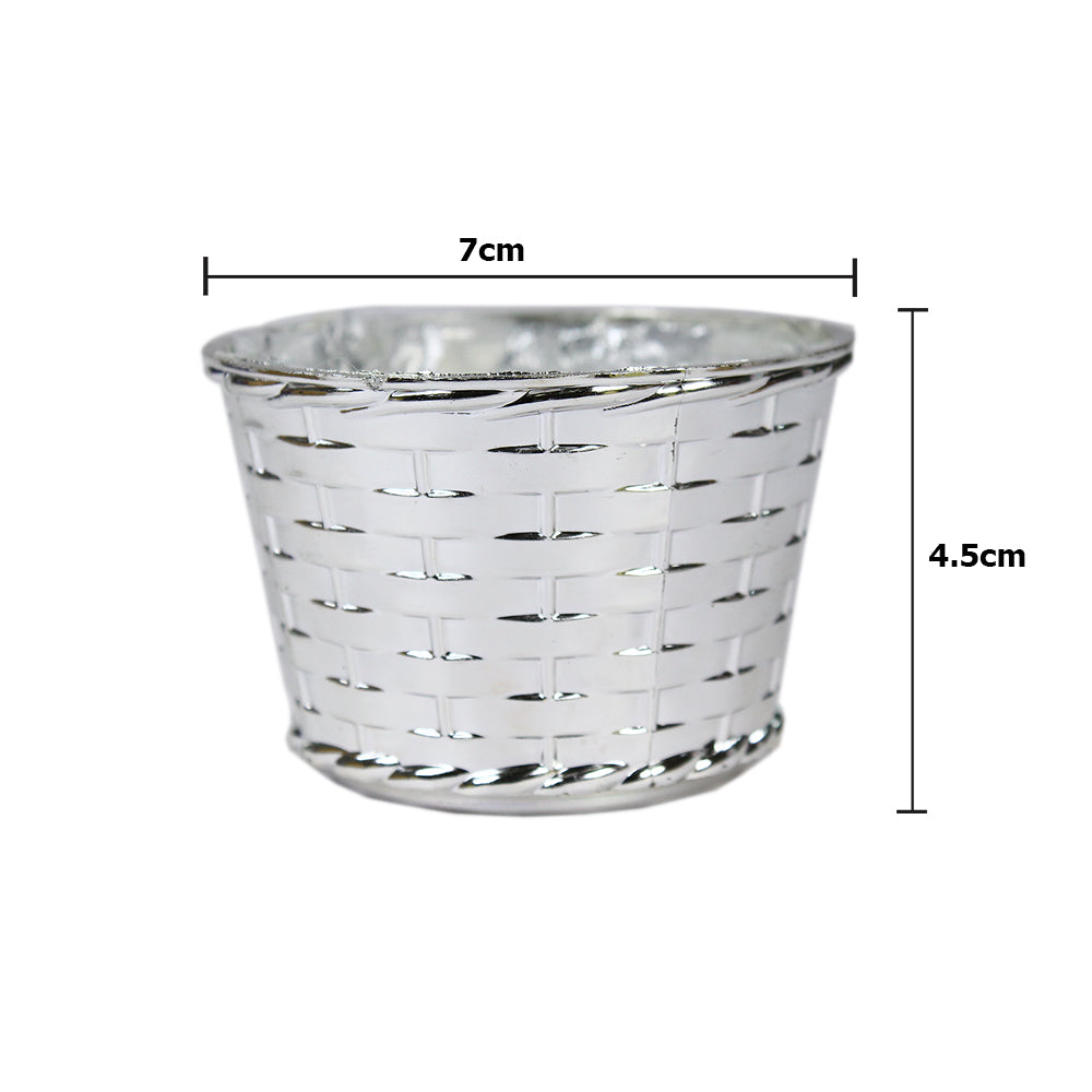 Organza Gift Bag- Basket, Silver, 1Pc