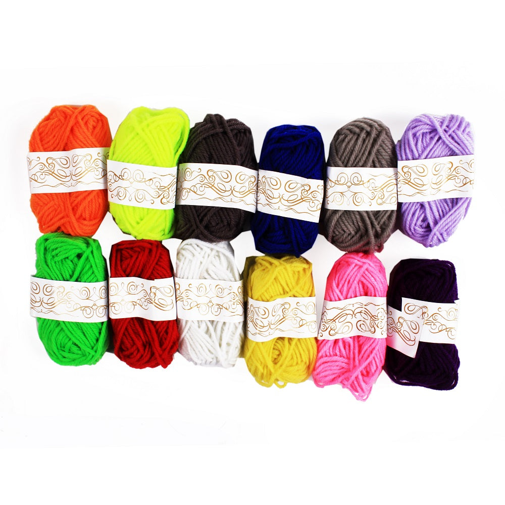 Multi Coloured Knitting Wool Yarn 4Ply 12Pcs In 1Pack Ib