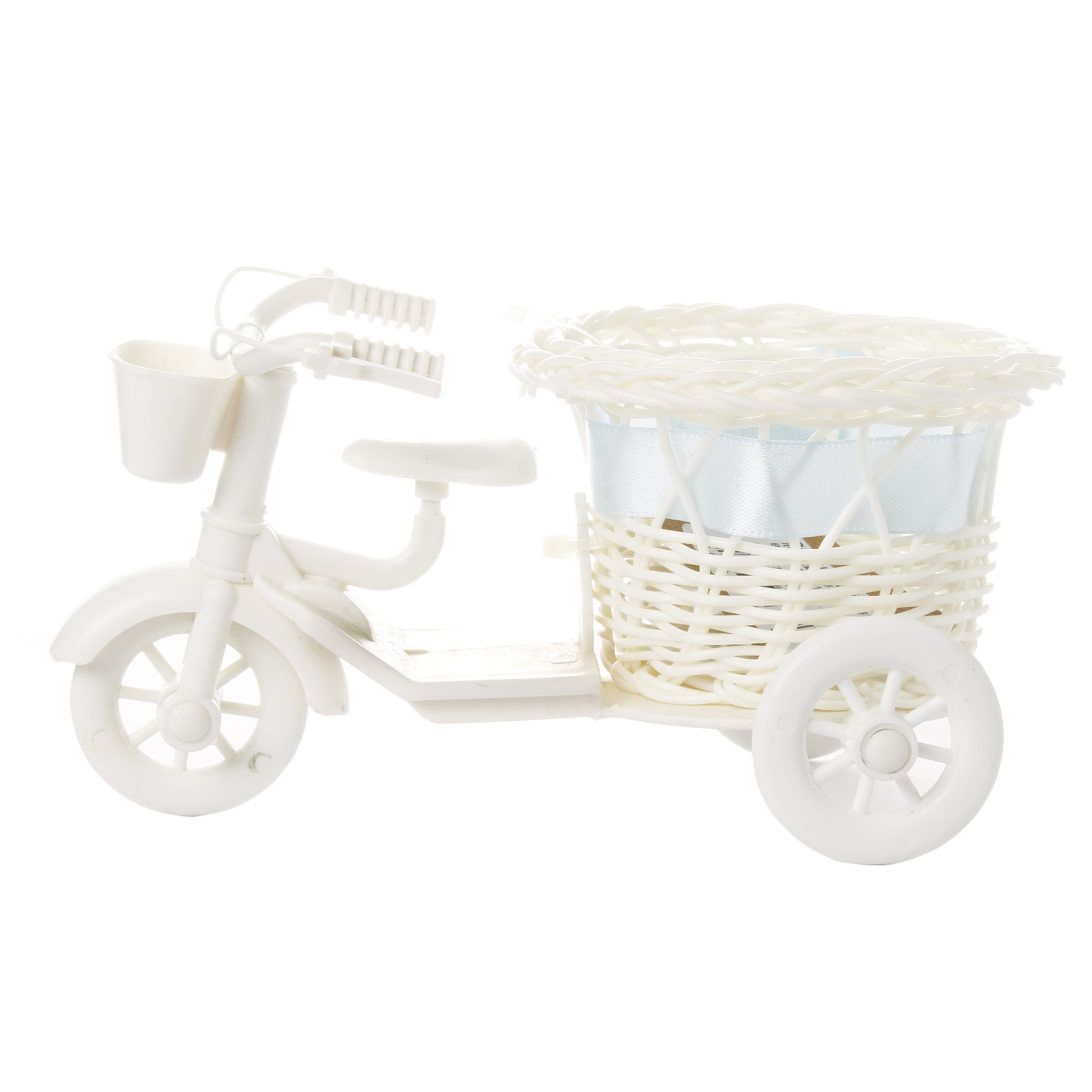 Rattan Bicycle With Flower Basket Small - Assorted
