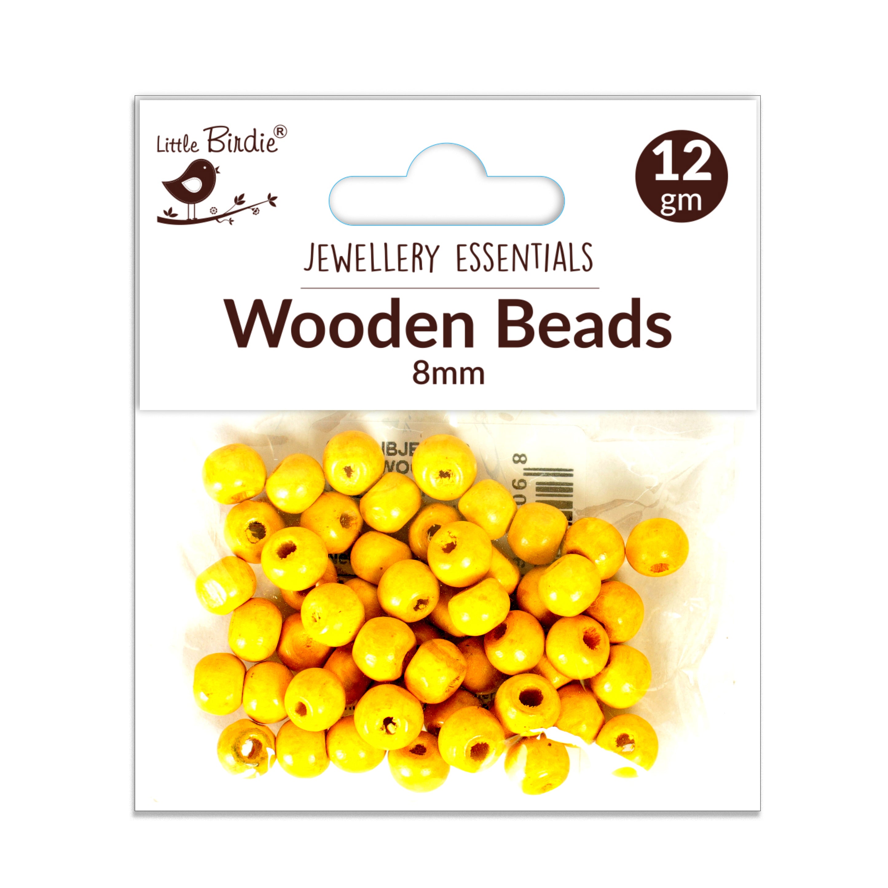 Itsy Bitsy Wooden Beads 8mm,12gm - Yellow