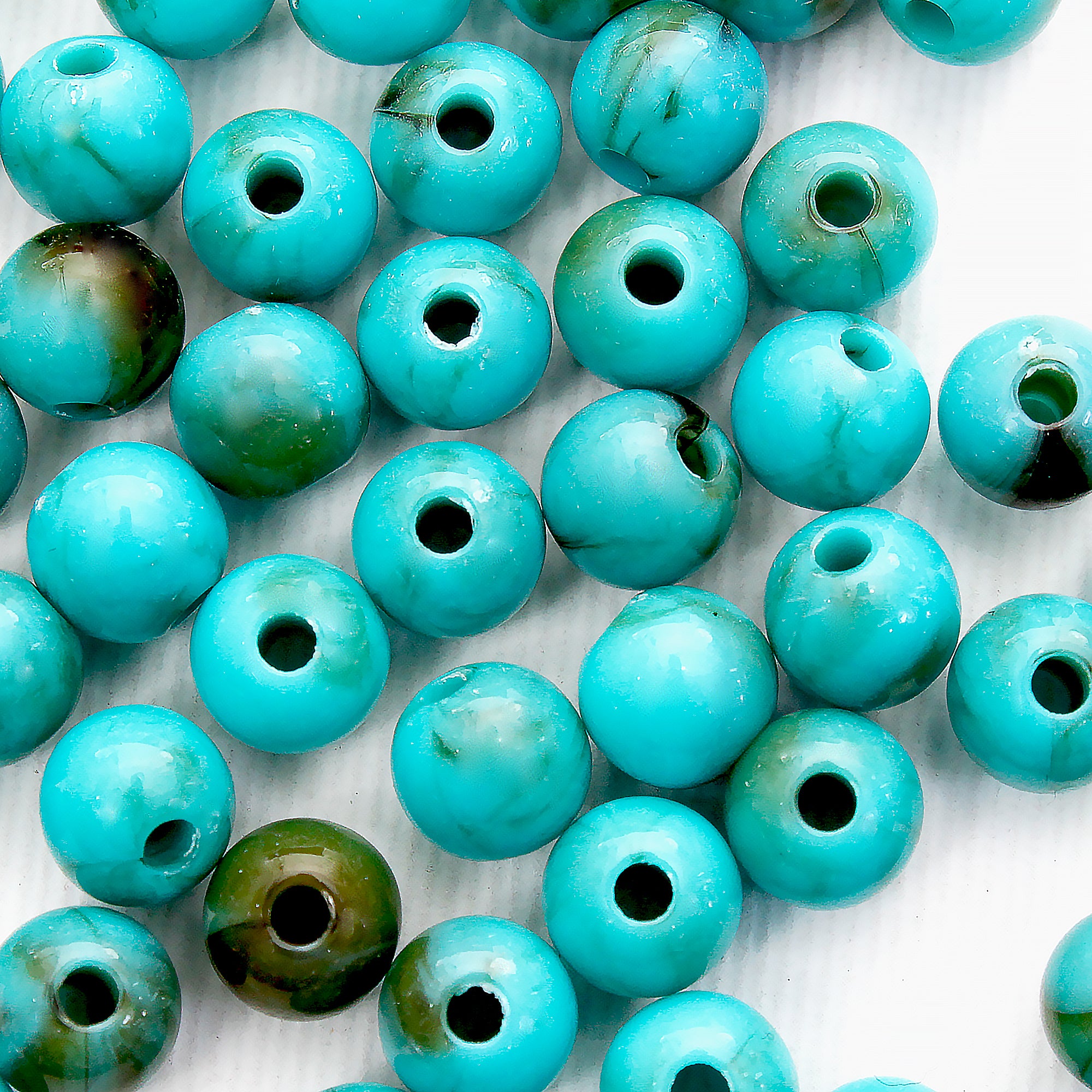Beads Turquoise Marbled Round Stone 7Mm X 7Mm 30G Pb Ib