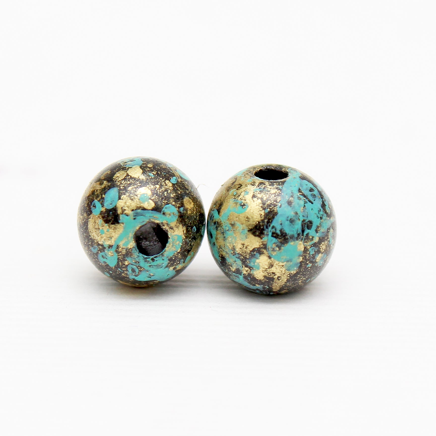 Beads Turquoise Gold Marbled Round 7Mm X 7Mm 30G Pb Ib