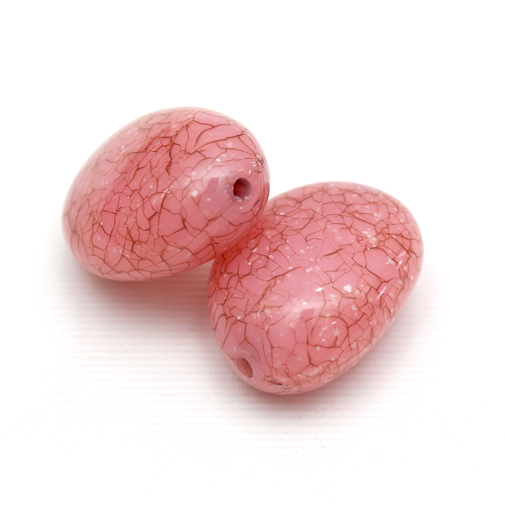 Beads Pearly Rose Crackled Ovoid 24Mm X 18Mm 30G Pb Ib