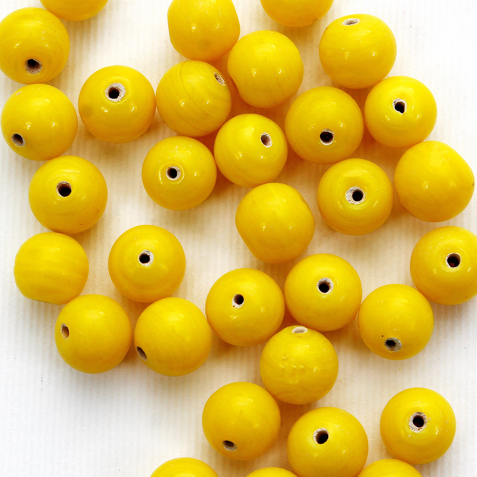 Beads Lemon Yellow Round 9Mm X 7Mm 30G Pb Ib