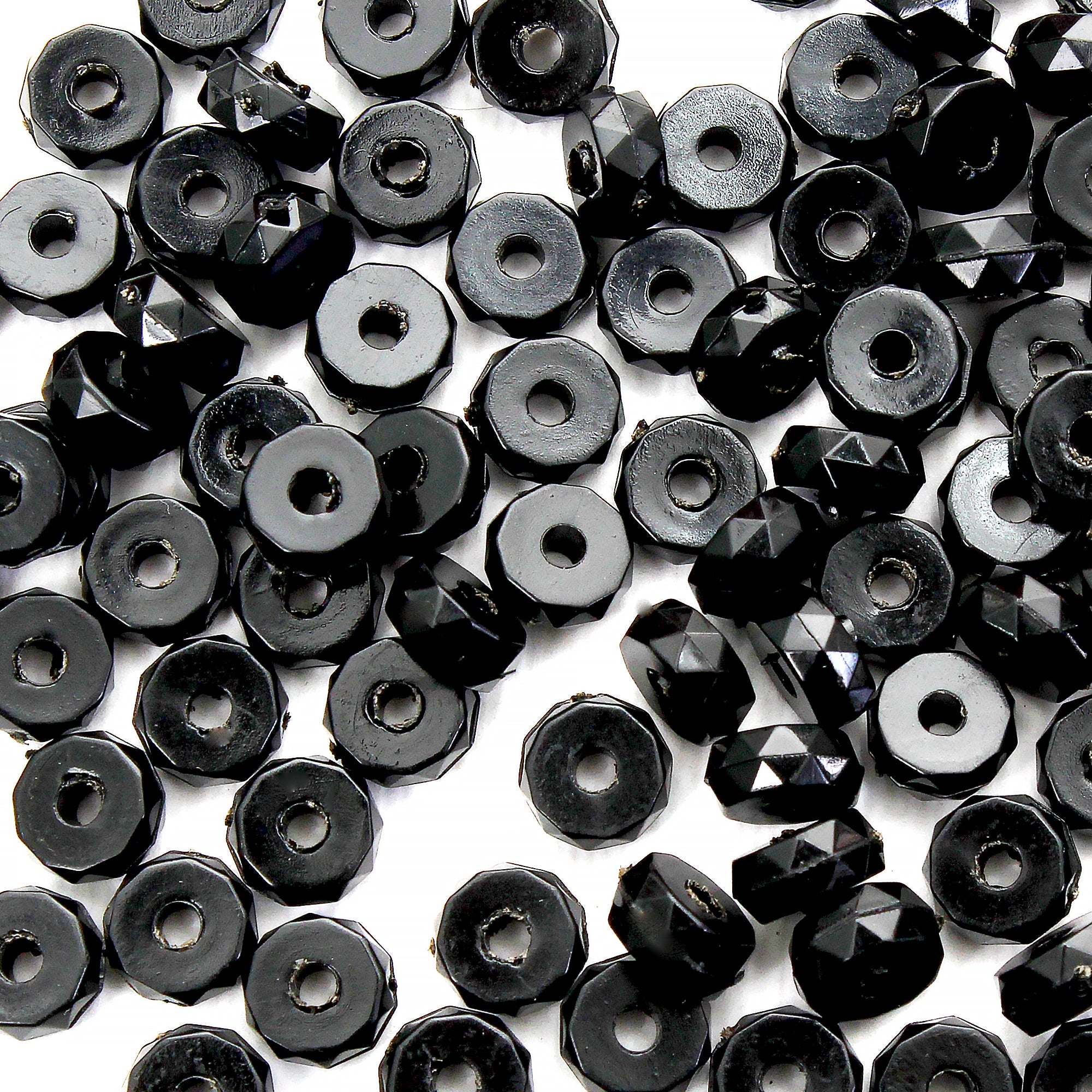 Beads Glossy Black Faceted O 7Mm X 3Mm 30G Pb Ib