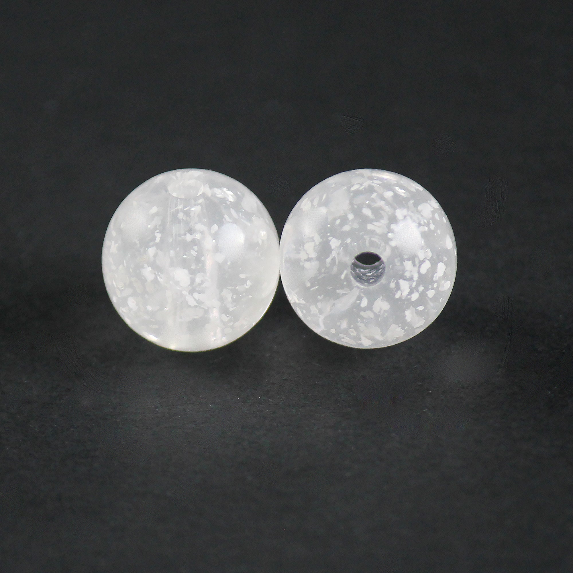 Beads White Speckled Glassy Round 11Mm X 11Mm 30G Pb Ib