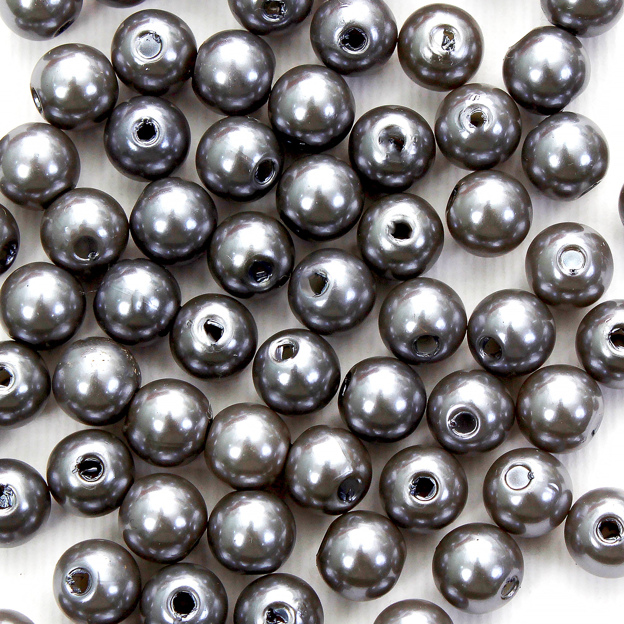 Beads Pearly Grey Round 7Mm X 7Mm 30G Pb Ib