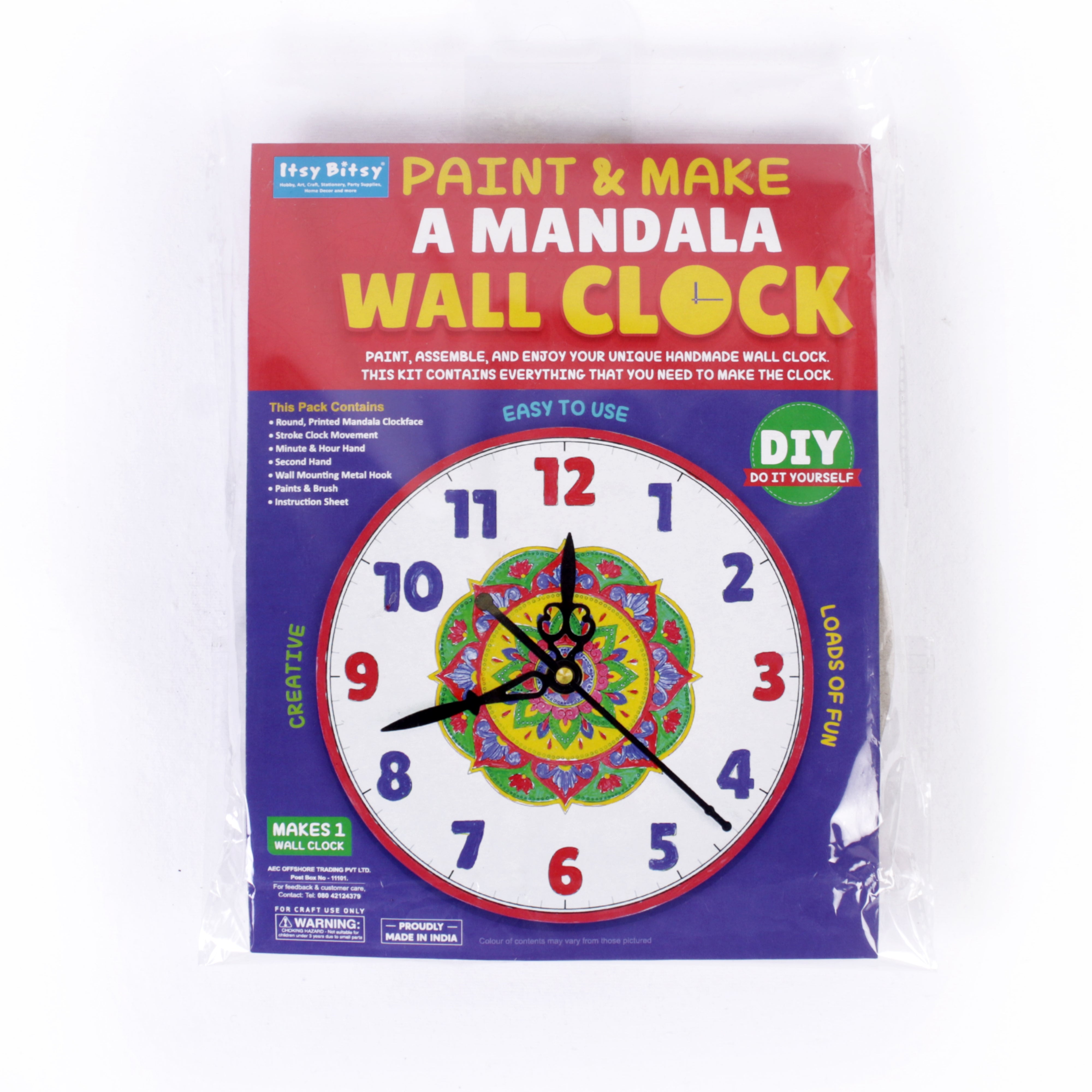 Clock Making Diy Kit Paint And Make A Mandala 1Pack Pbci Lb
