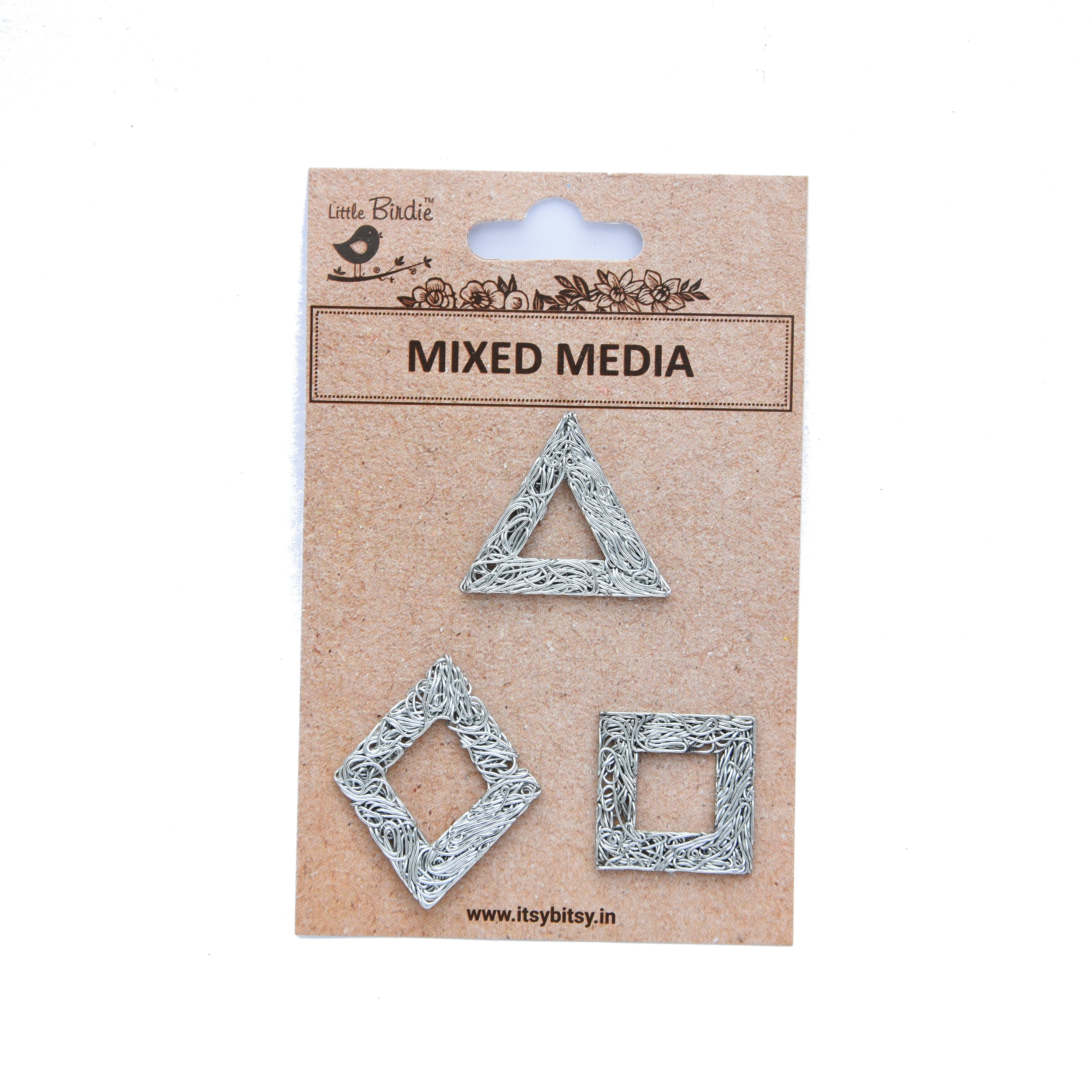 Mixed Media Metal Charms Geometric 3Pcs Lb Pbci