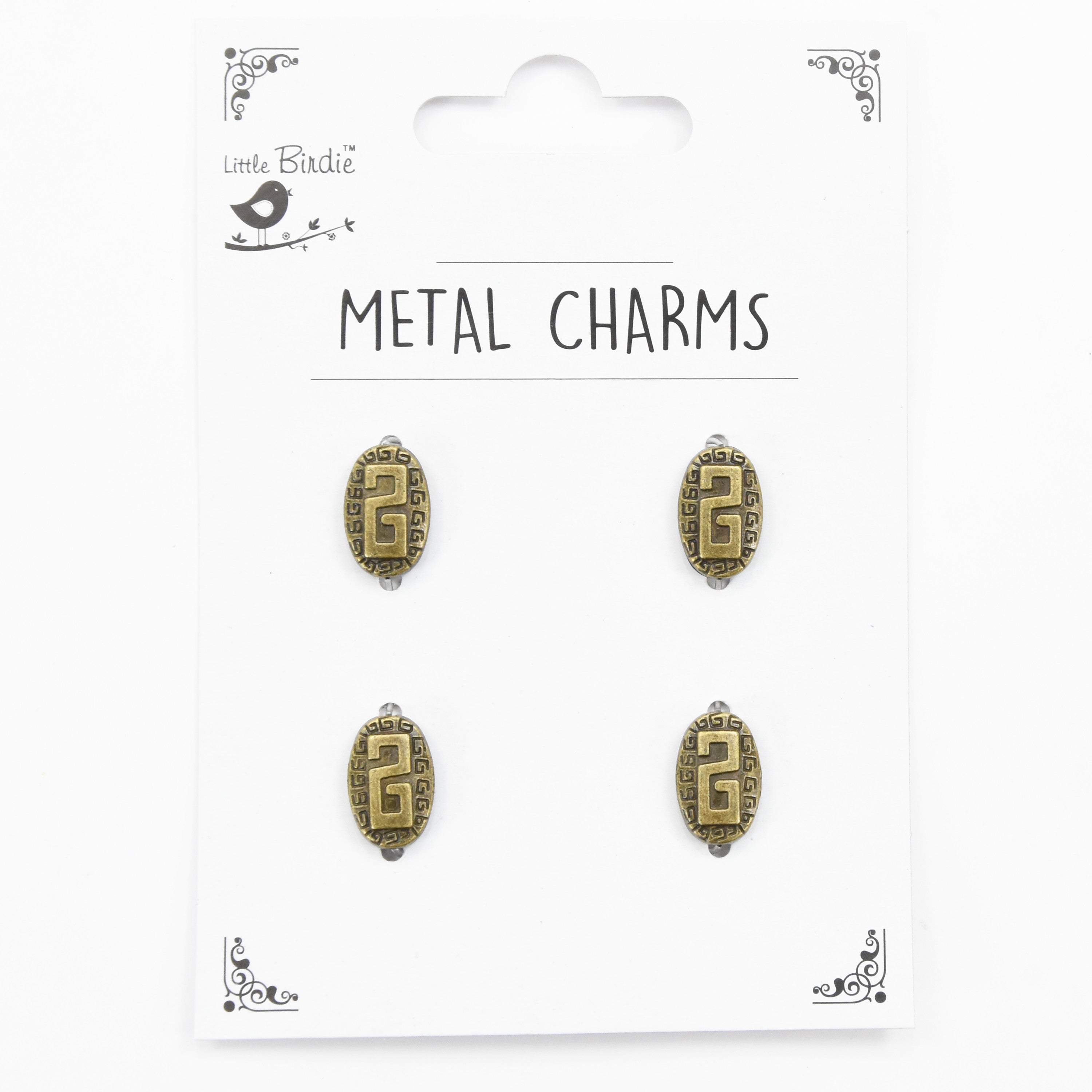 Metal Charms Typography 4Pcs Pbci Ib