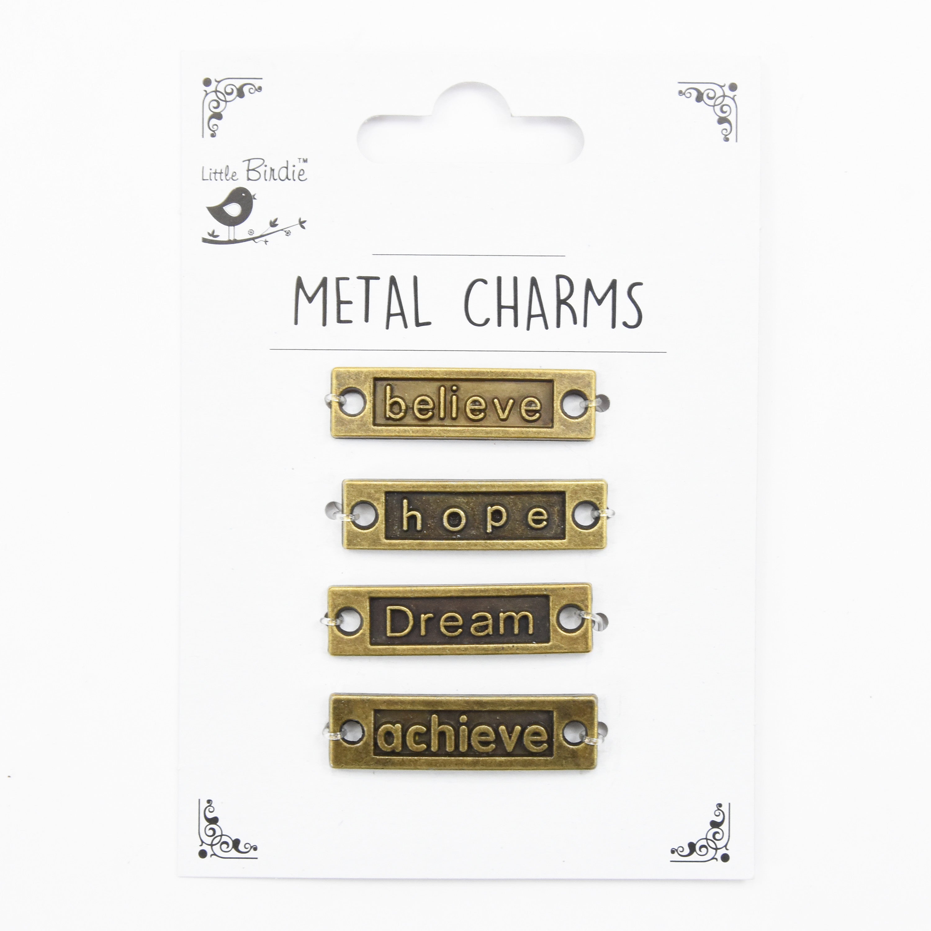 Metal Charms Be Positive 4Pcs Pbci Ib