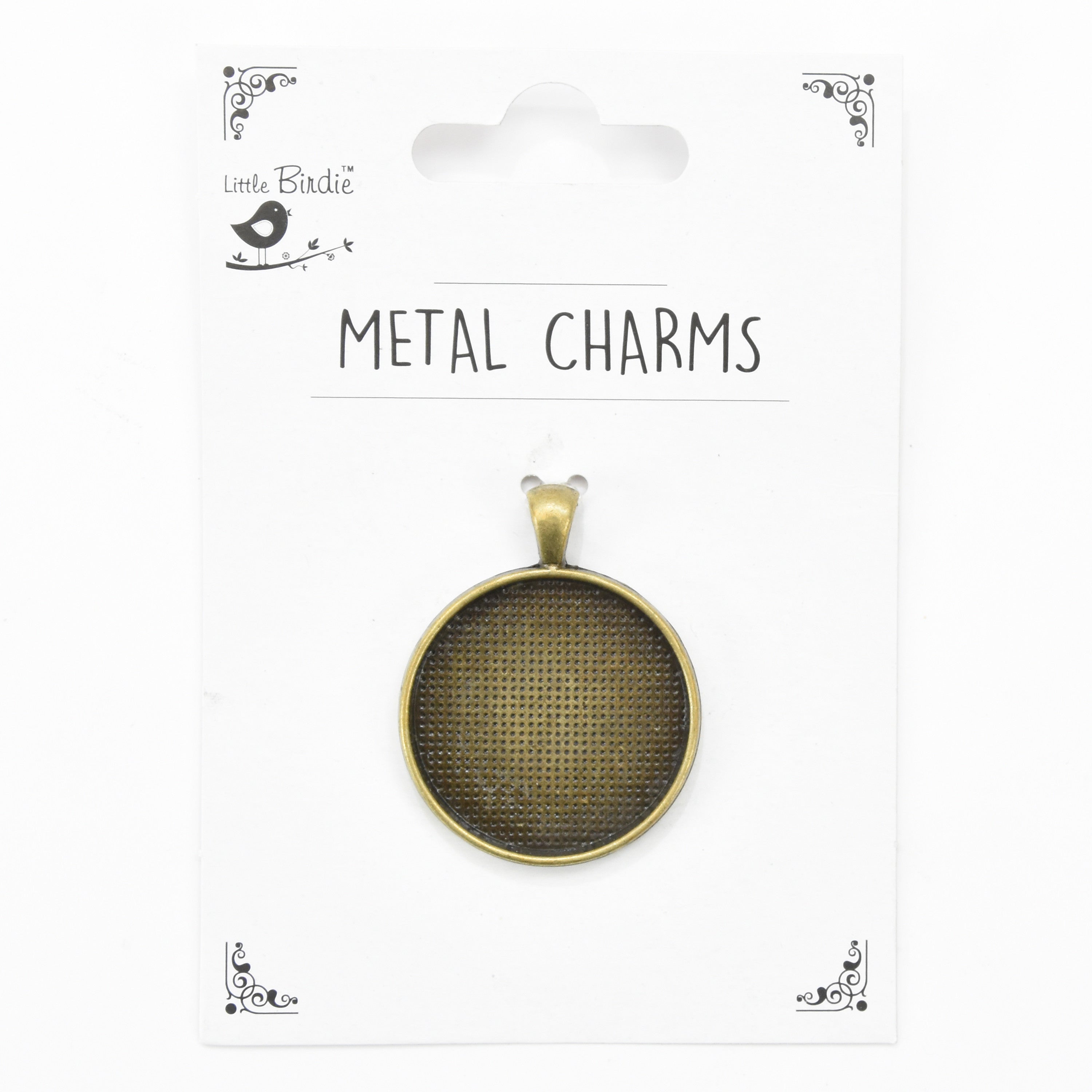 Metal Charms Pendant Blank Round 1Pc Pbci Ib