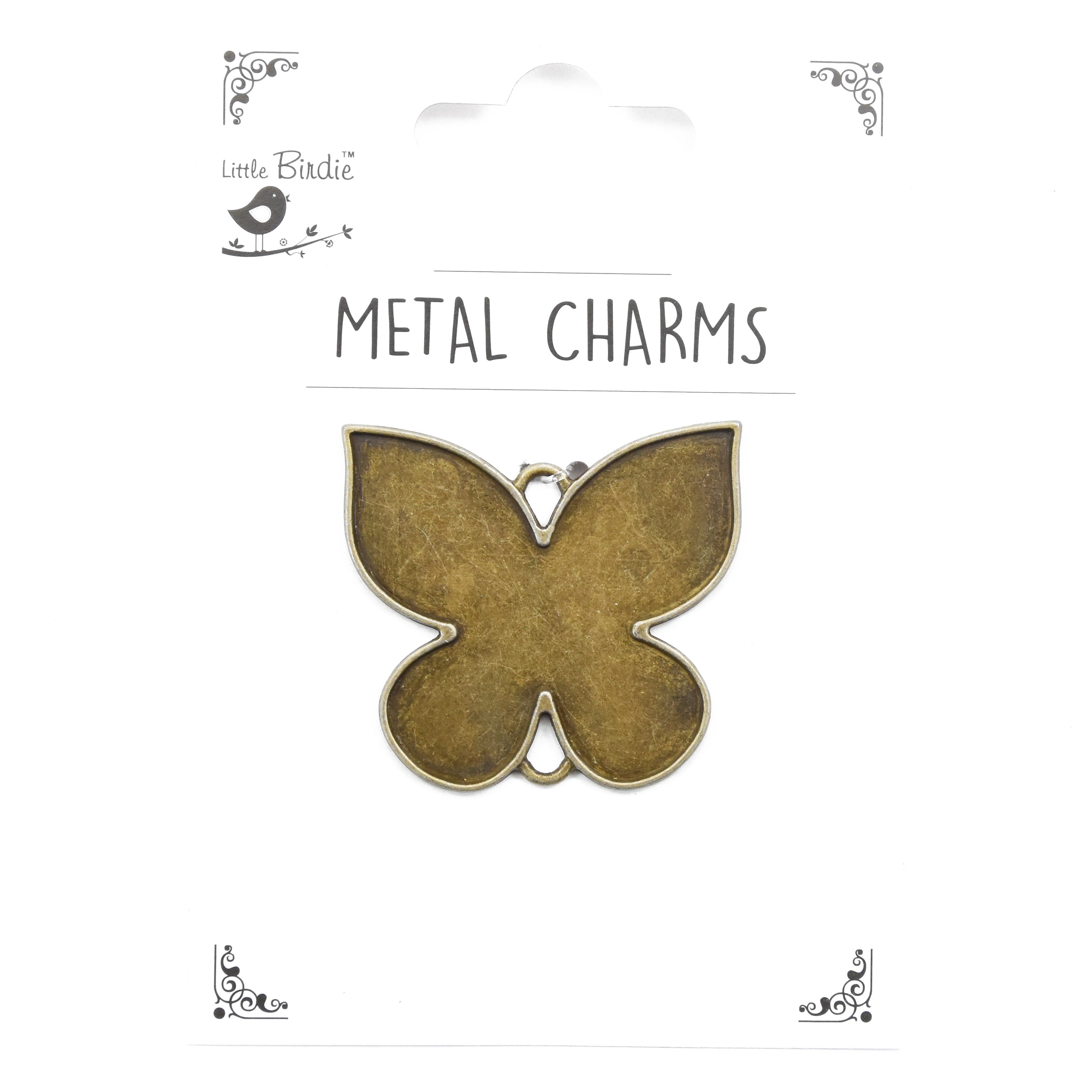 Metal Charms Pendant Blank Butterfly 1Pc Pbci Ib