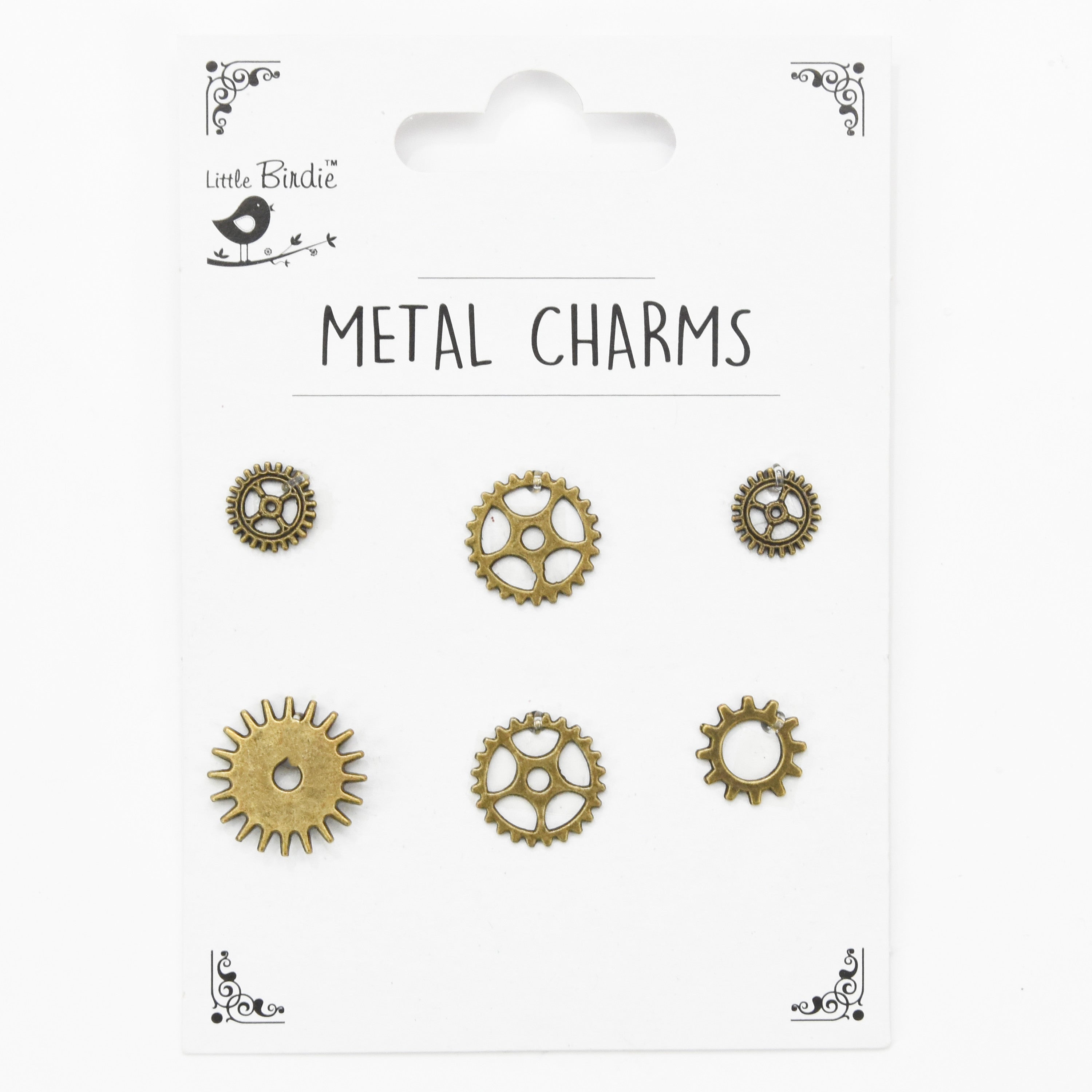 Metal Charms Cogs And Gears 6Pcs Pbci Ib