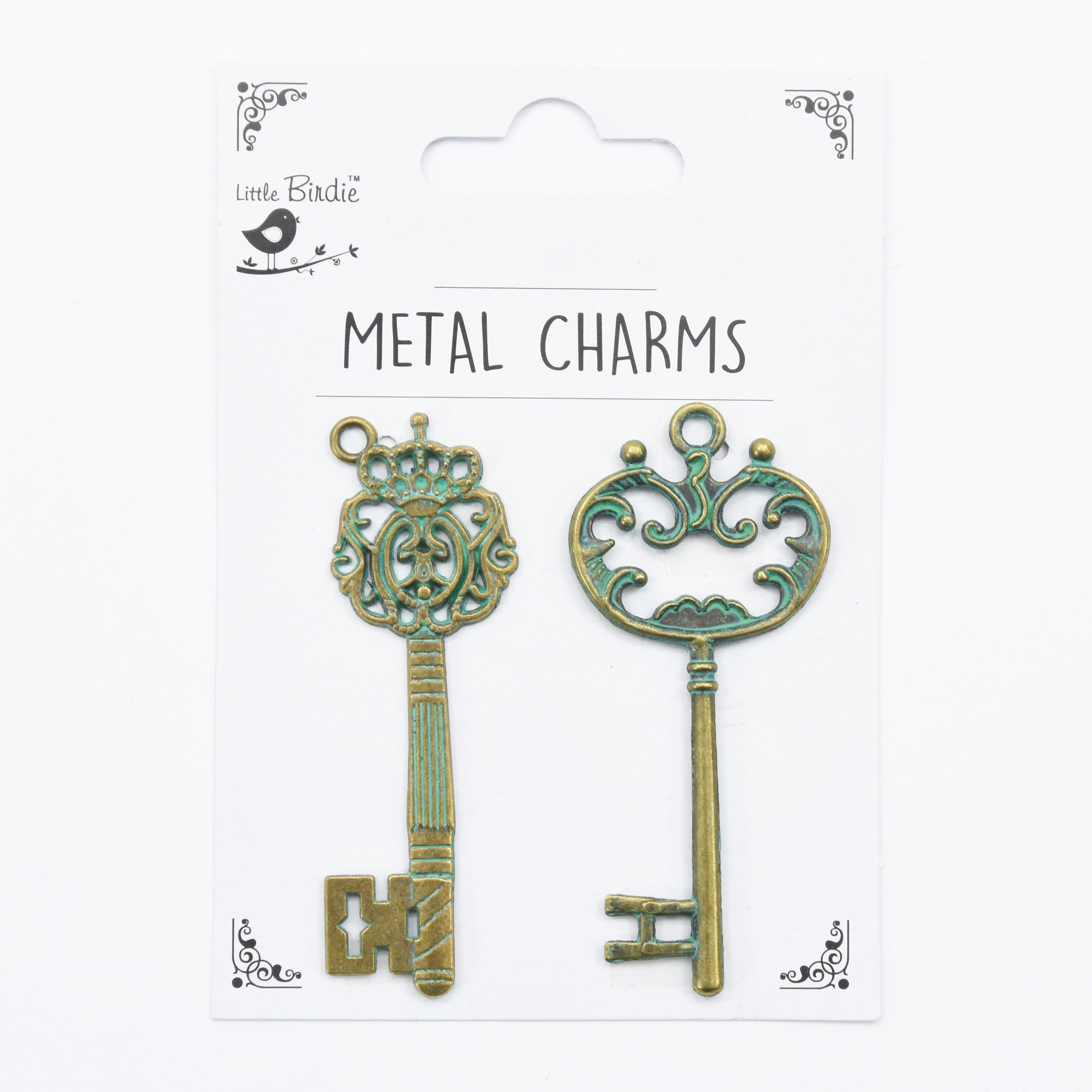 Metal Charms Vintage Keys 2Pcs Pbci Ib