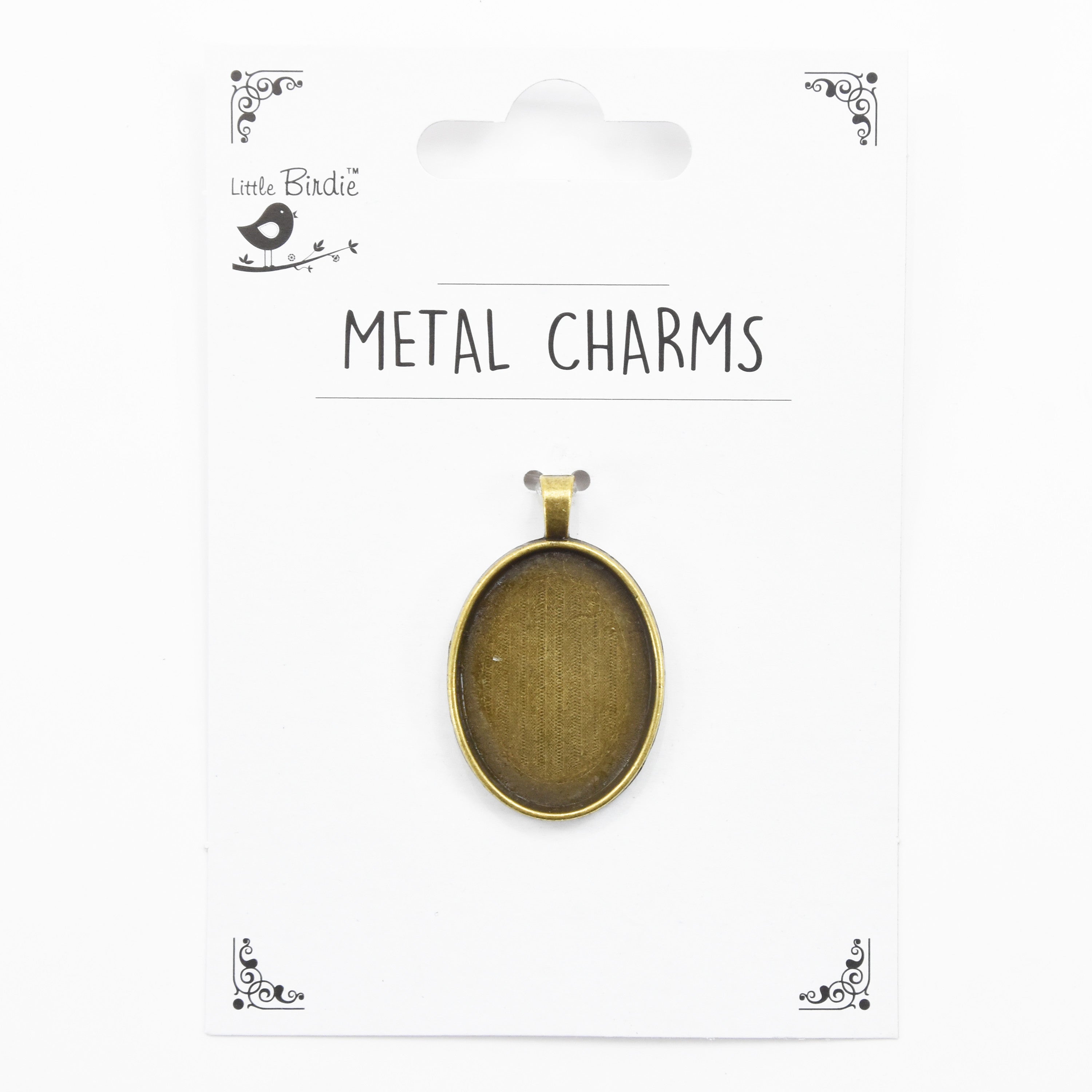 Metal Charms Pendant Blank Oval Small 1Pc Pbci Ib