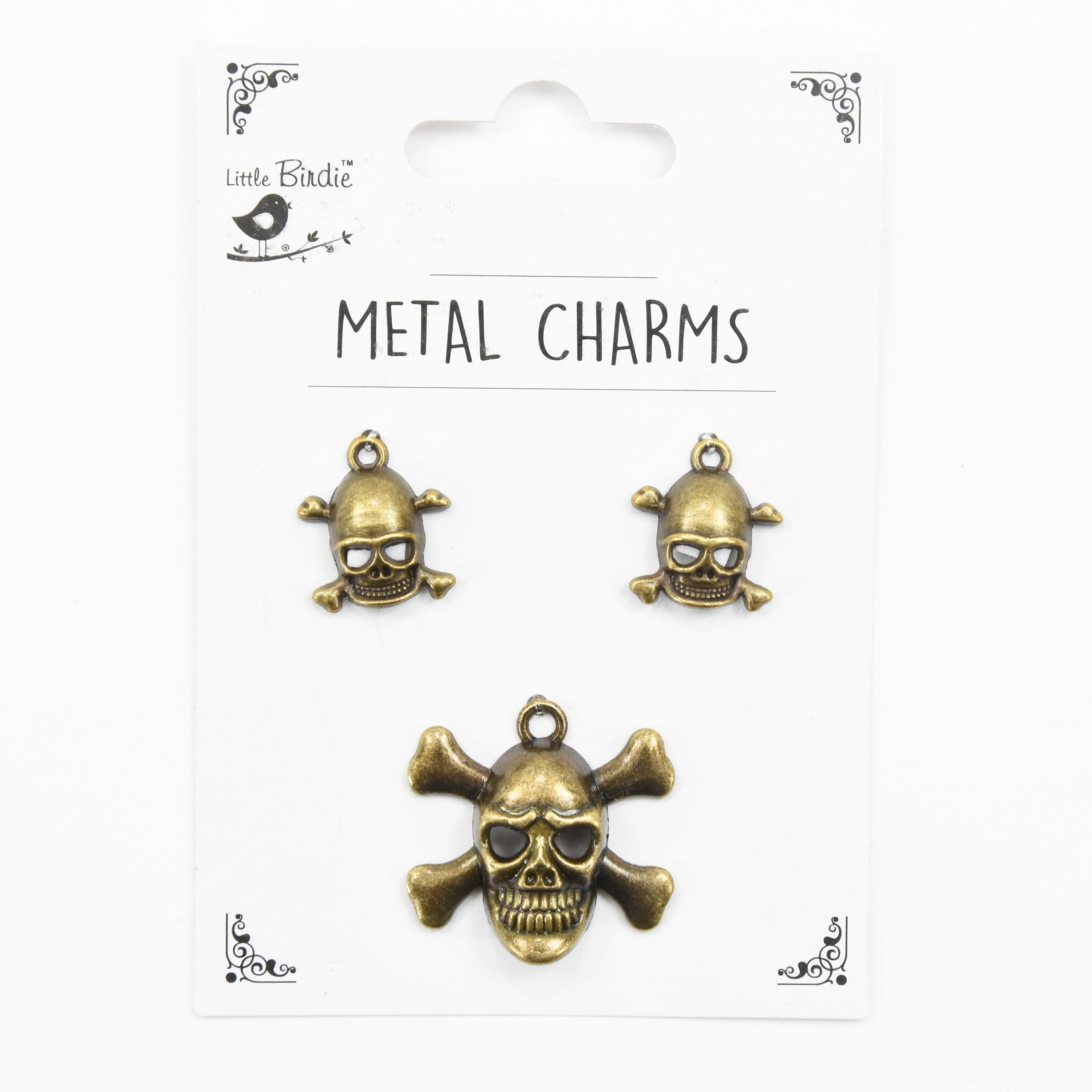 Metal Charms Skulls Big 3Pcs Pbci Ib