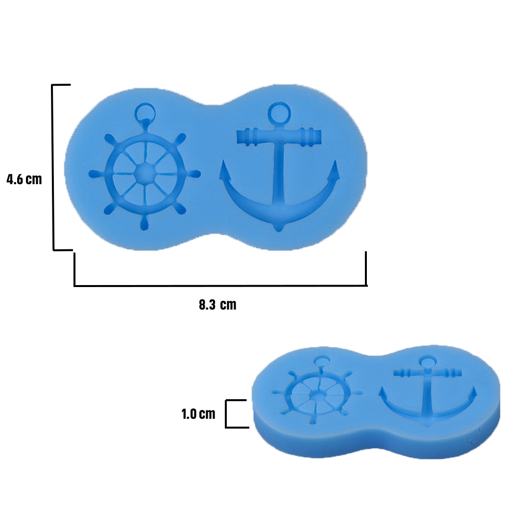 Silicone Mould Anchor And Helm 8.3cm X 4.6cm X 1cm 1pc