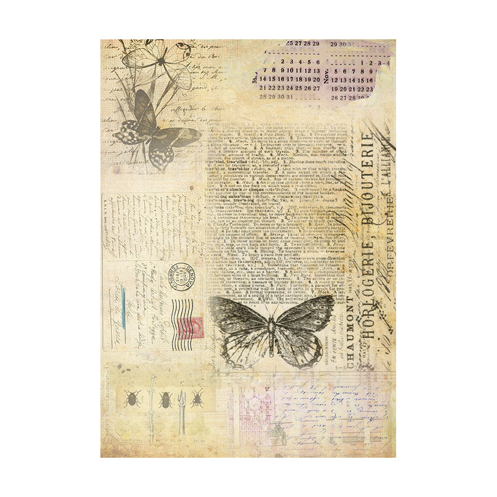 Itsy Bitsy Decoupage Paper A4size, 4sheets, 70 gsm - Butterfly Chronicle