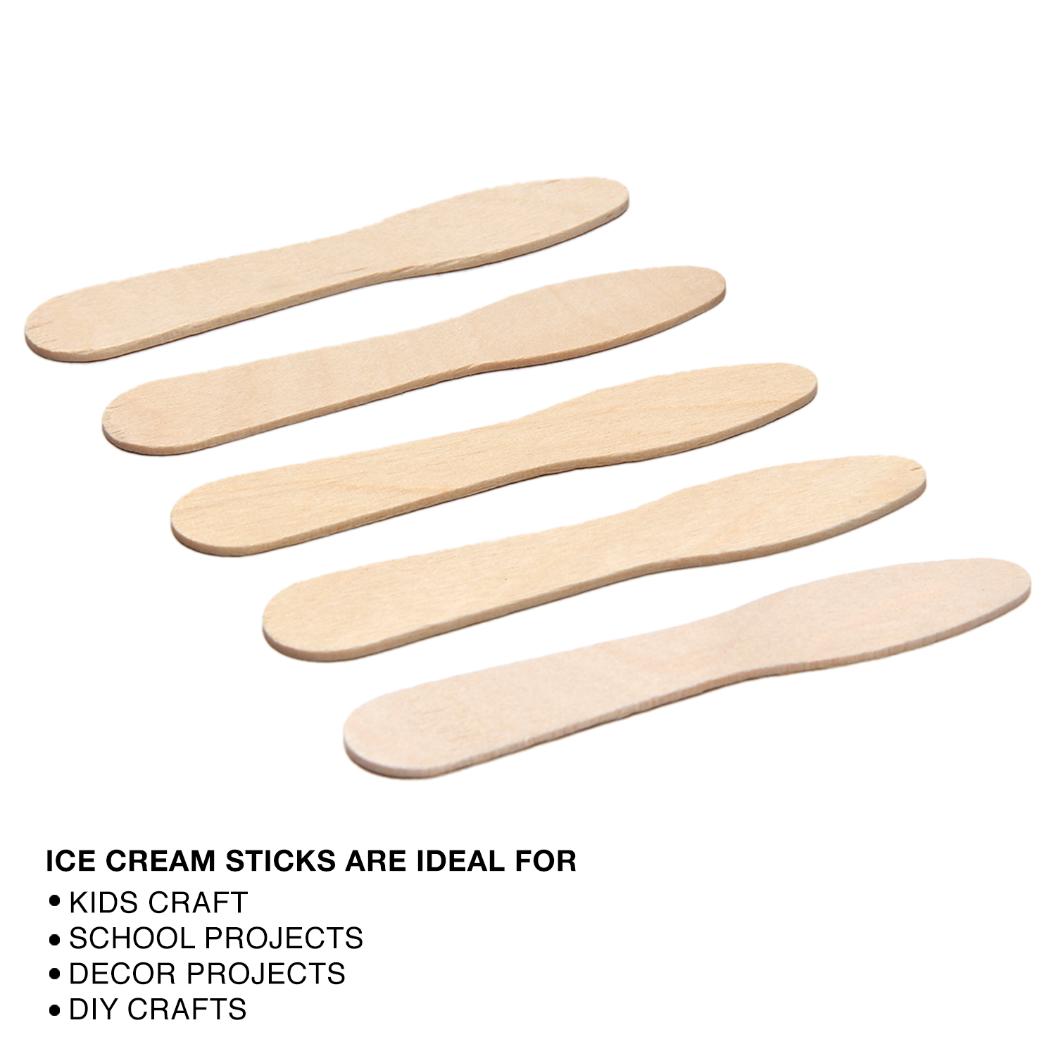 Ice Cream Flat Spoon Sticks Natural 75 x 16 x 1.4mm 50pc with 30ml Glue