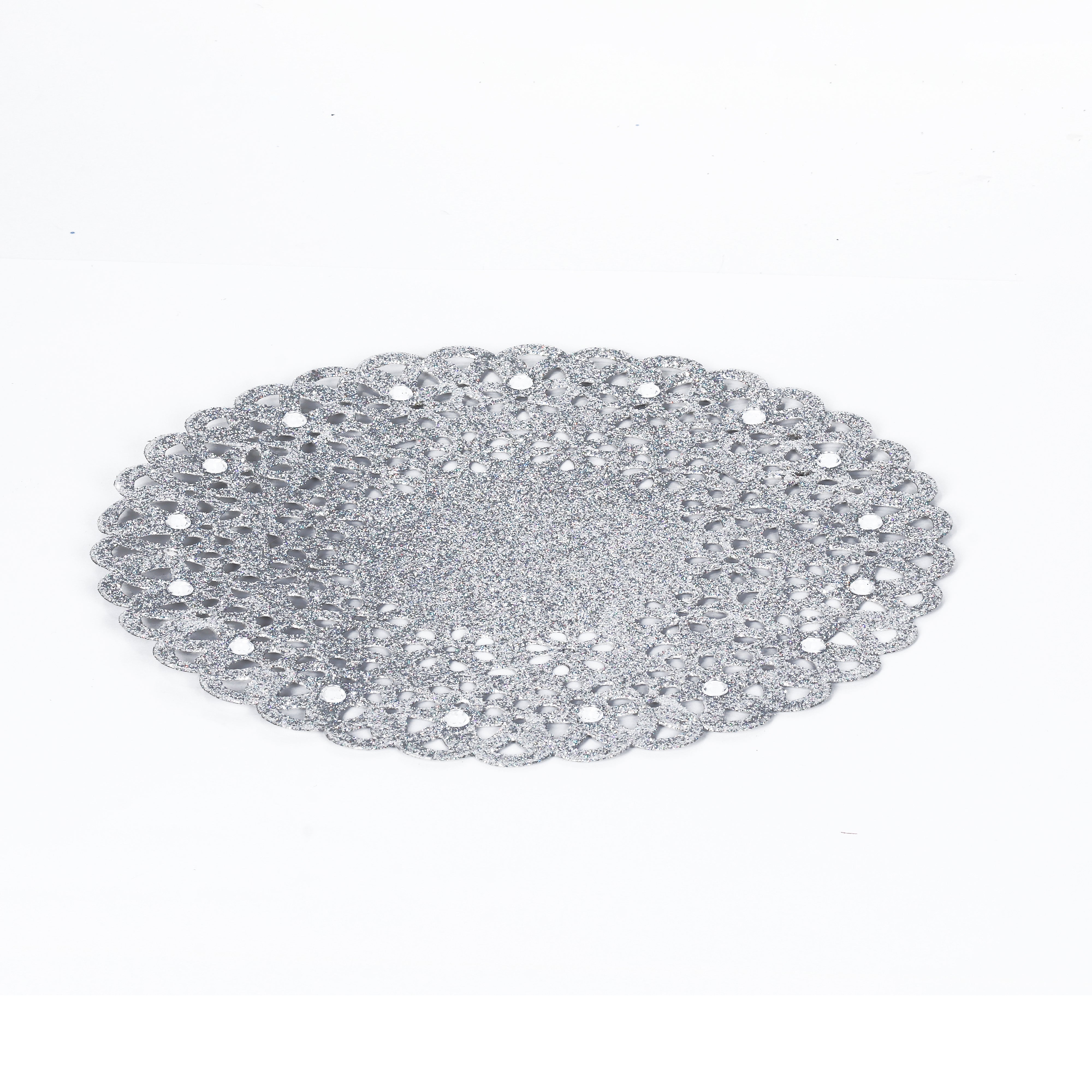 Sparkle Doily Silver 8in 1pc