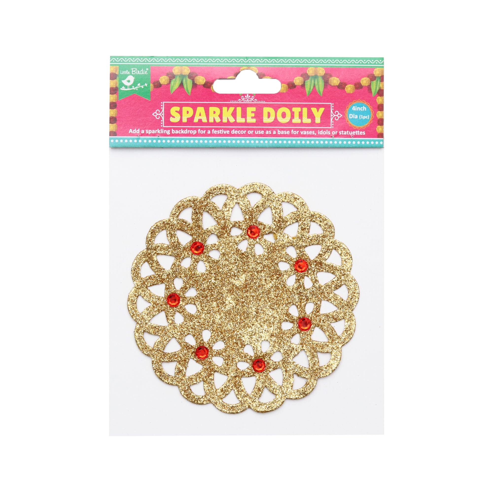 Sparkle Doily - Gold, 4 inch, 1Pc